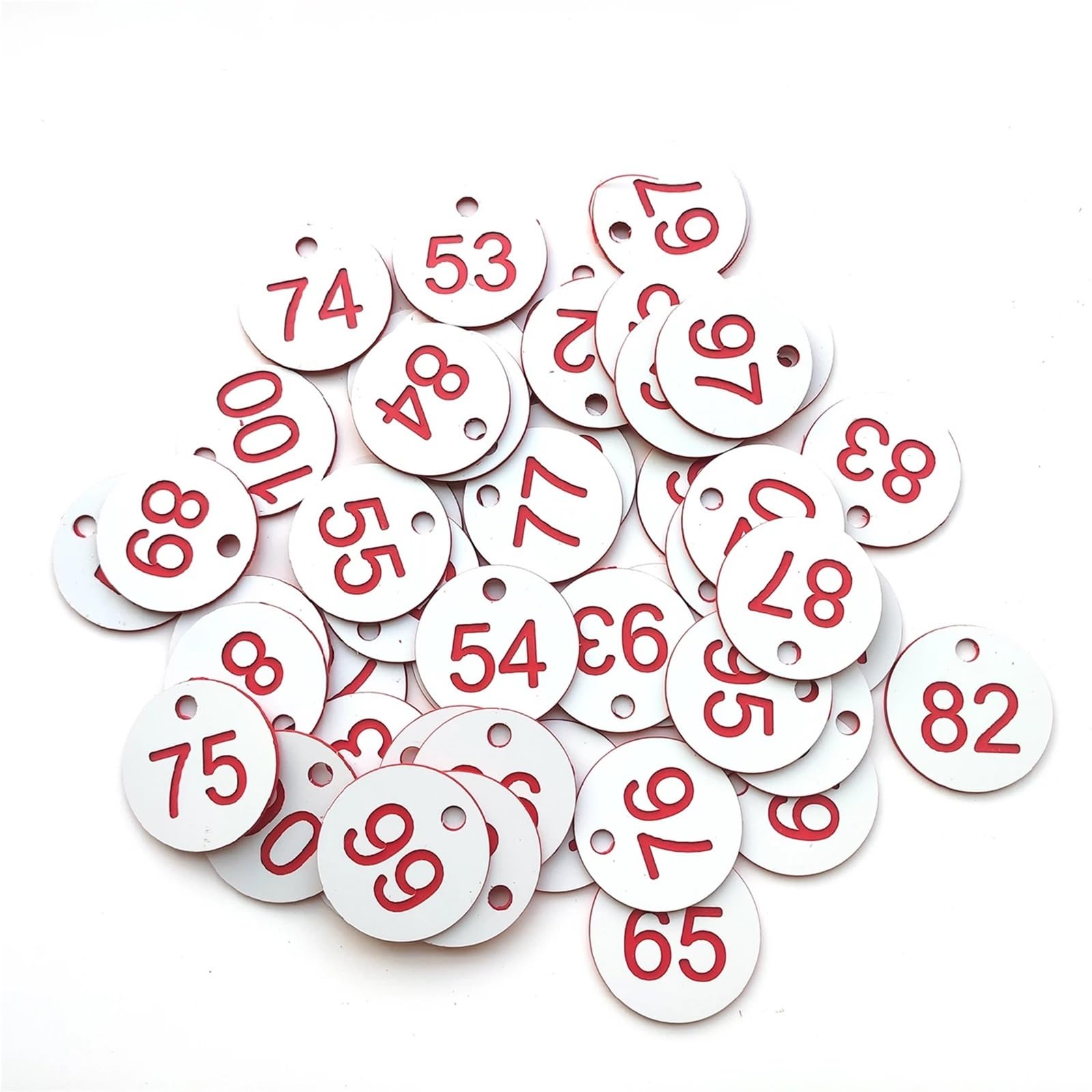 GPDNBIEU Numbered labels, Plastic Number Tags with Hole 100 pcs 1-100 Multicolor(White)