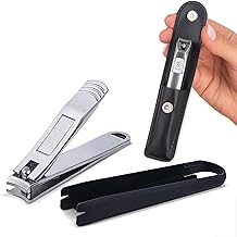 FABCARE Nail Clipper with Built-In File - Includes Case and Ebook - Extra Sharp and Durable for Professional Manicure and Pedicure - Premium Personal Care Tools