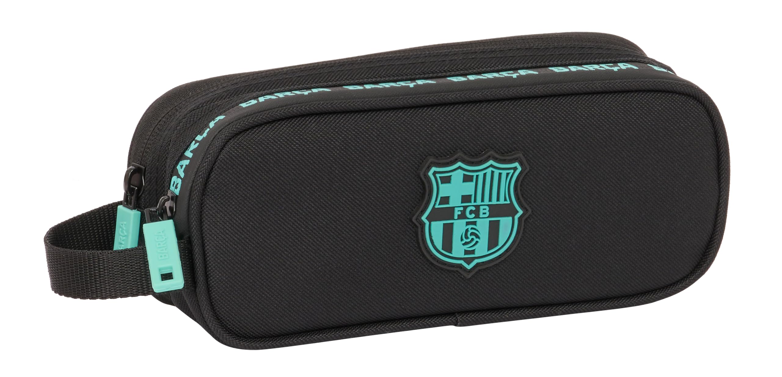 Safta F.C. Barcelona 3ª EQUIPACIÓN - Portatodo Doble Niño, Estuche Infantil, Estuche Niño, Ideal para Niños en Edad Escolar, Cómodo y Versátil, Calidad y Resistencia, 21x6x8 cm, Color Negro