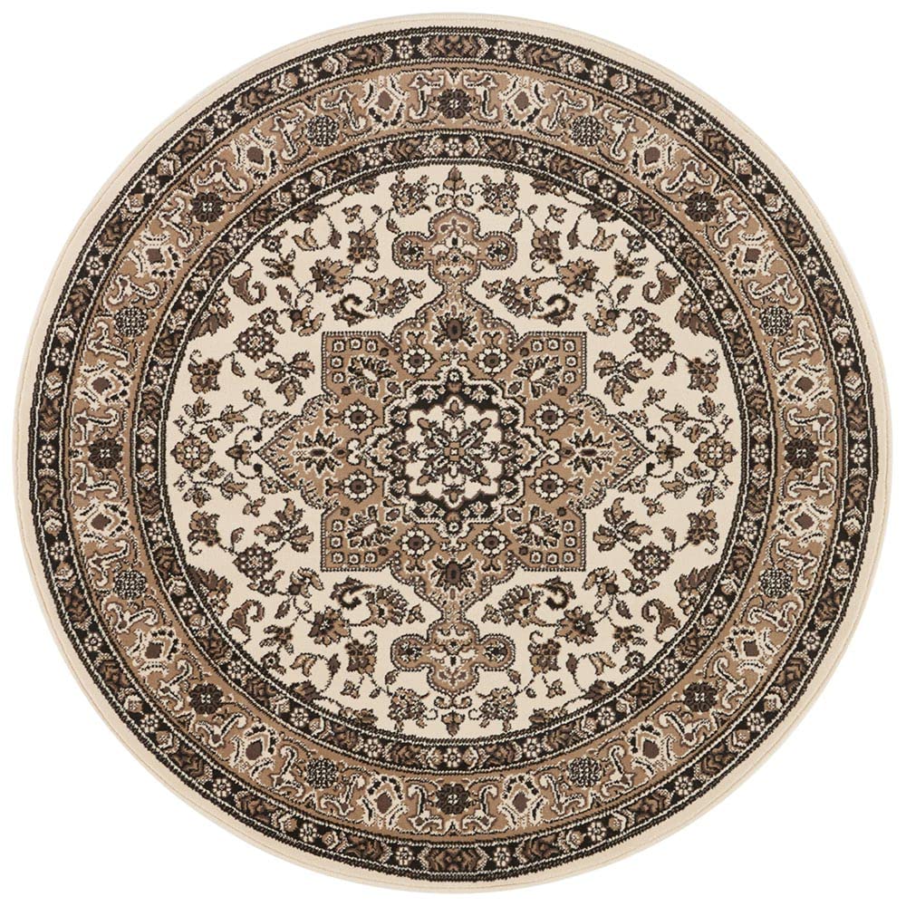 The Rugs Beige Design Oriental Parun Tabriz Rug - Vintage Polypropylene Carpet In | Size: 160Cm Diameter