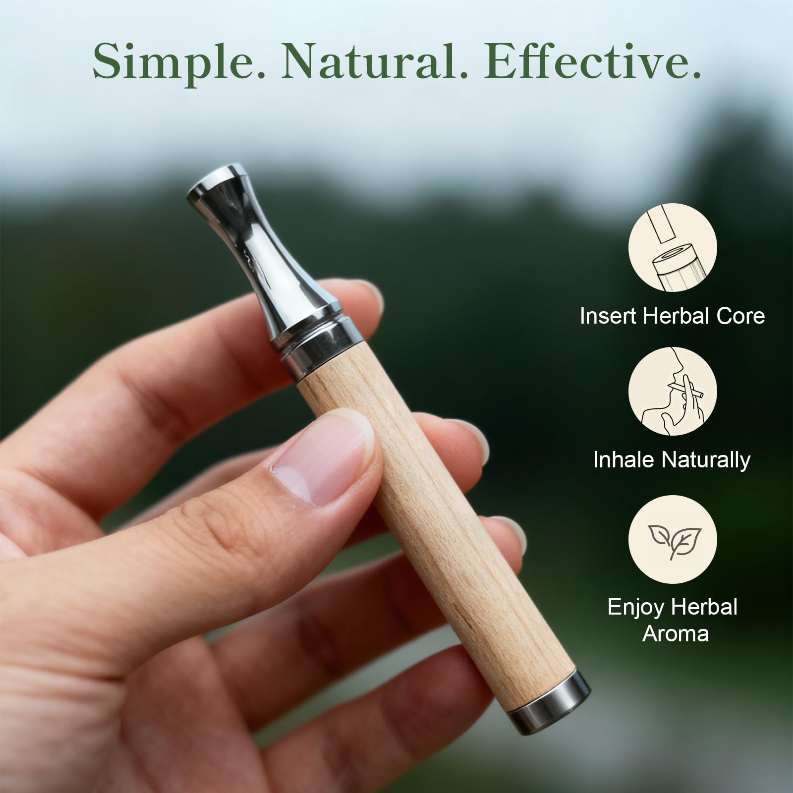 Amazon.com: Haaikara Herbal Air Stick Smokeless Inhaler Maple Wood Barrel &  Stainless Steel Tip 4 Scents Smoking Alternative Portable, Non-Electric for  Quit Smoking Support, Anxiety Relief : Health & Household
