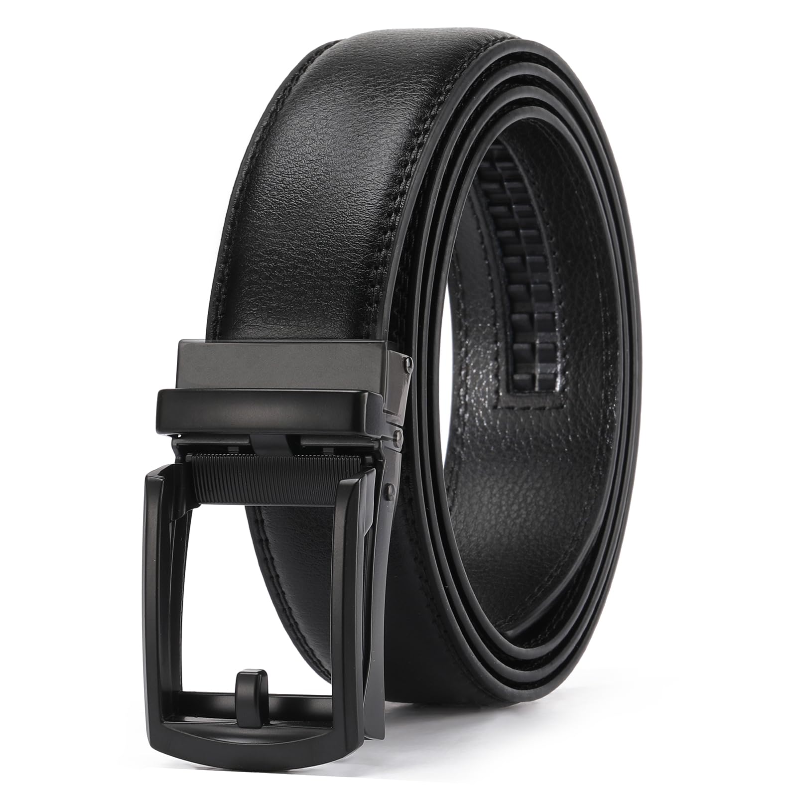 GAEKEAO Ratchet Belt for Men Genuine Leather 1 3 8 - Micro-Adjust Buckle Trim to Fit Dress Belt