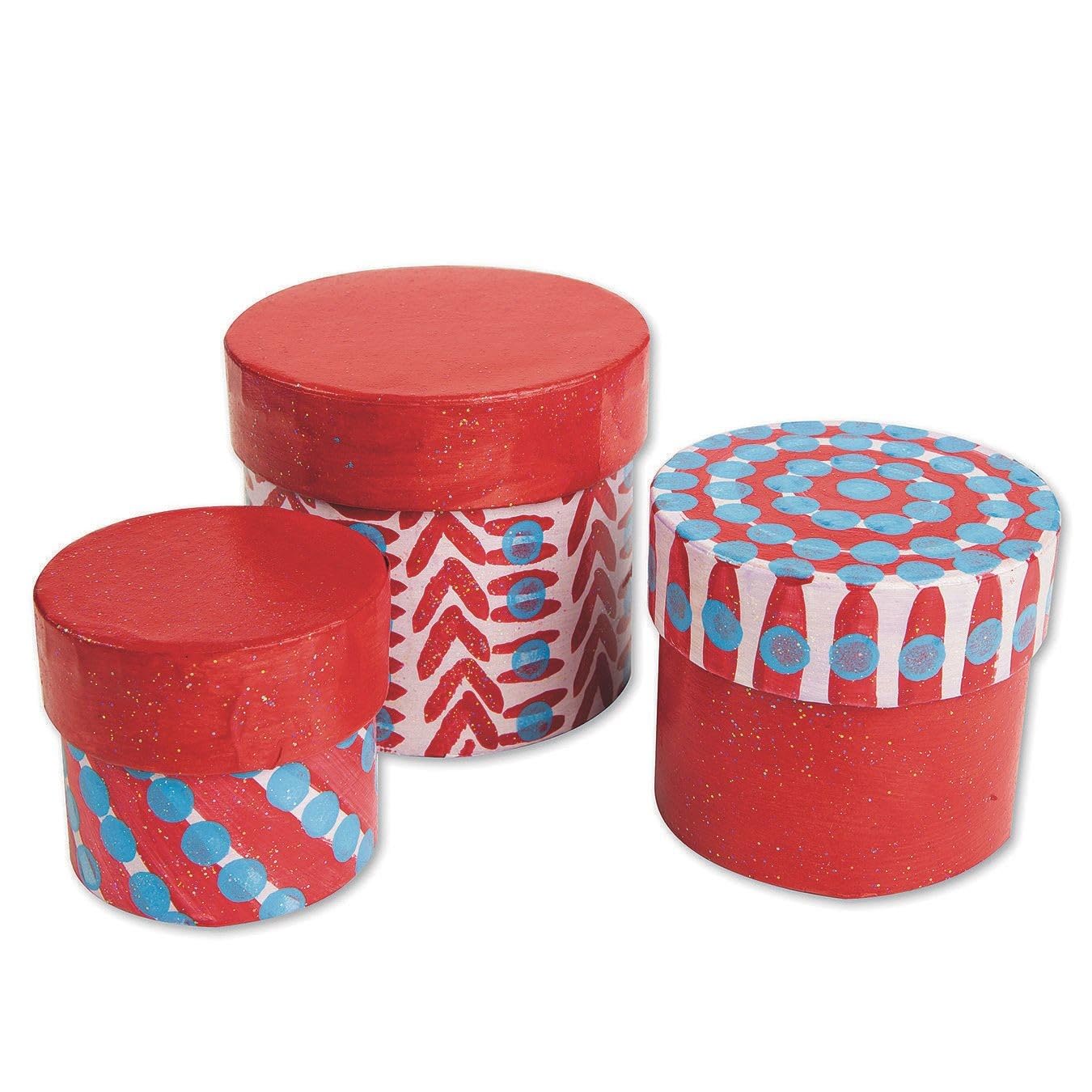 Paper Mache Nested Boxes - Round (Set of 3)