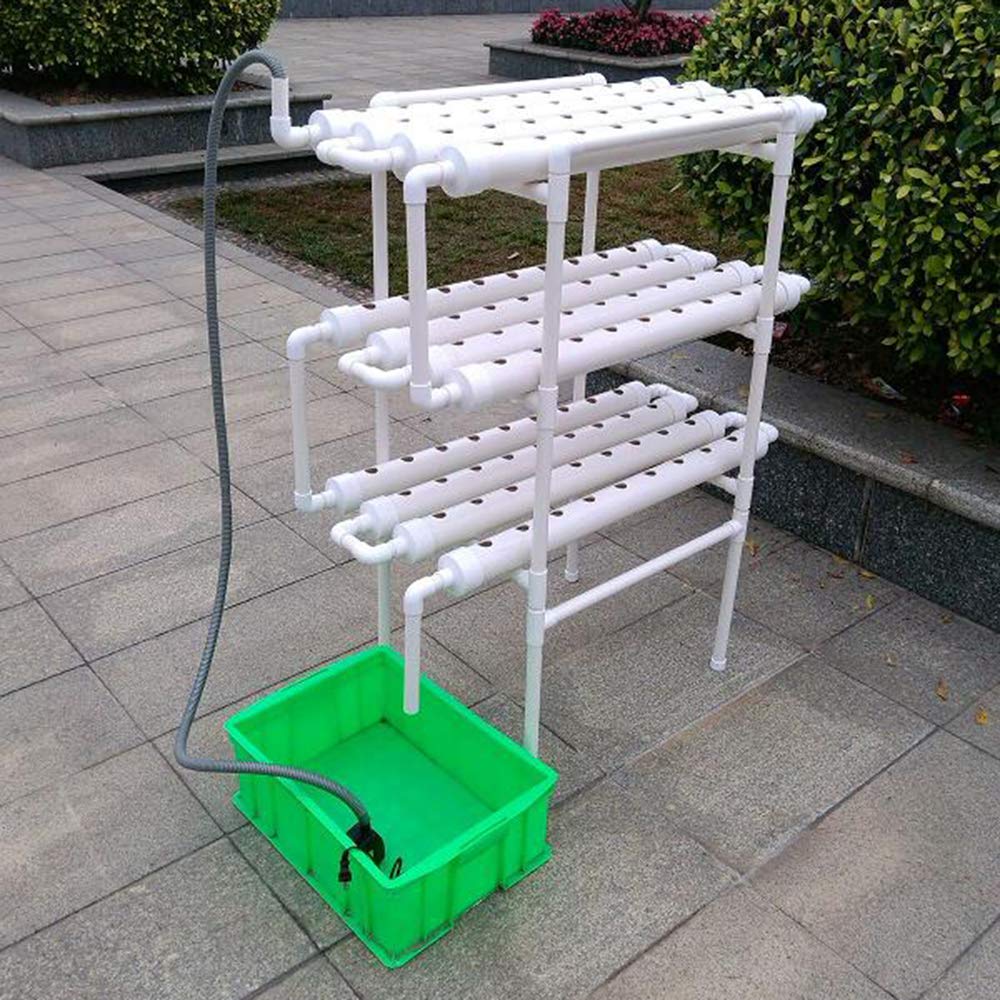 Hydroponic Grow Kit 108 siti di fabbrica, 3 piante a strati in PVC, idroponica, 12 tubi, sistema di coltivazione idroponica, impianto di coltura acquatica, piante da giardino, per ortaggi in