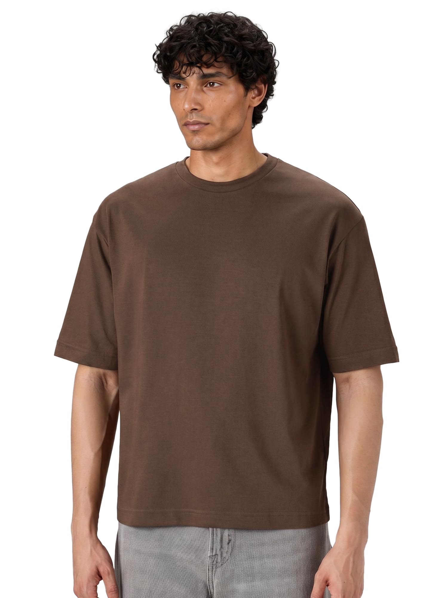 Solid Boxy Oversized Roundneck Tshirt for Men-image-12
