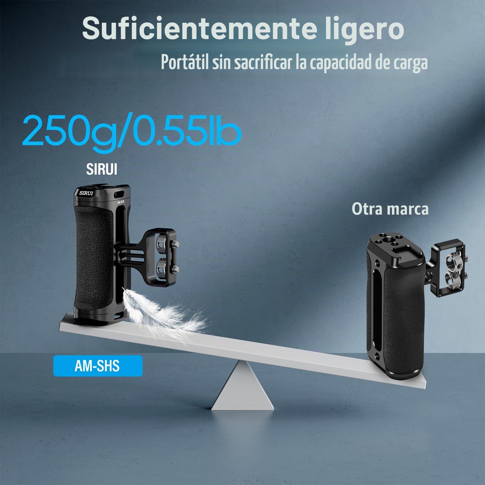 SIRUI Mango Lateral con Localización para ARRI y con Tornillo de 1/4'' para Jaulas de Cámara, Side Handle Ergonómica Universal - Am-SHS