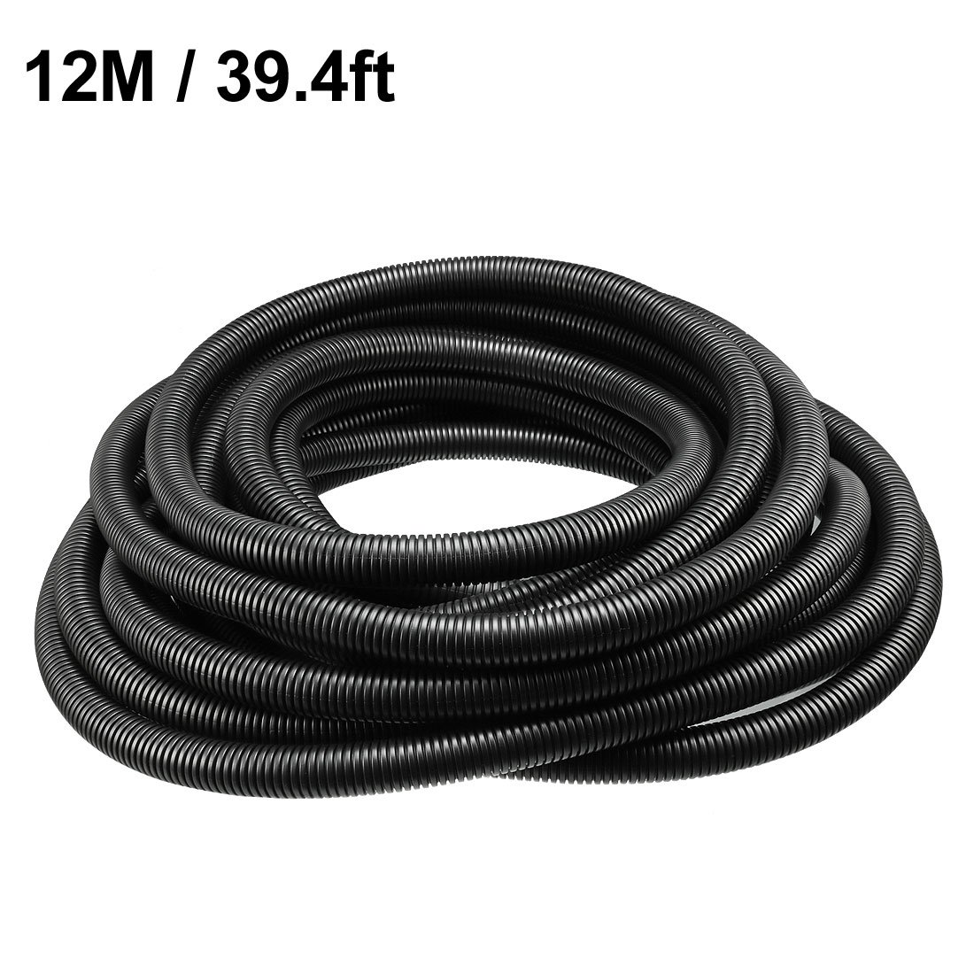 sourcing map Gaine Cable électrique Fil Protection Tube ondulé PP Conduit flexible Tuyau Flexible 16mmx20mm Noir 12m long