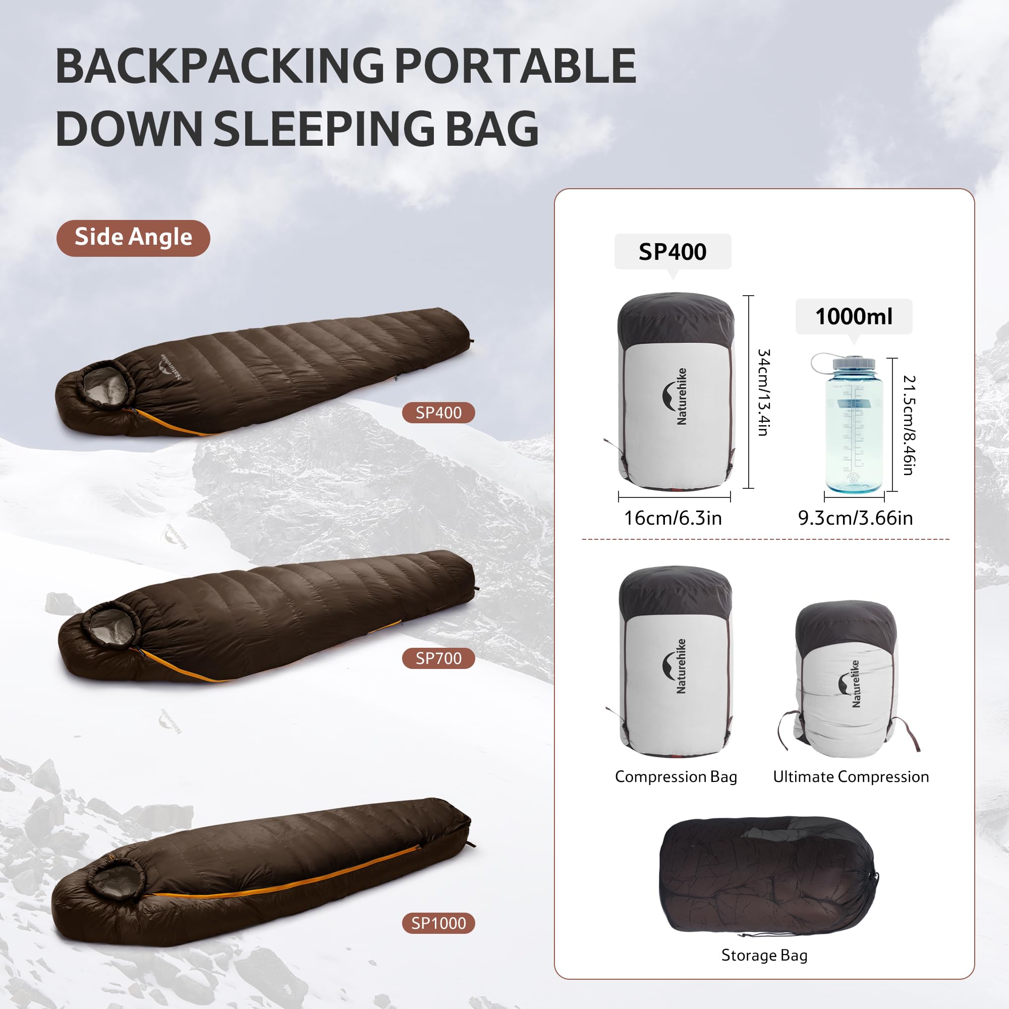 Naturehike Snowbird śpiwór typu mumia z puchu kaczego, outdoorowy, profesjonalny śpiwór kempingowy, uniseks – śpiwór dla dorosłych