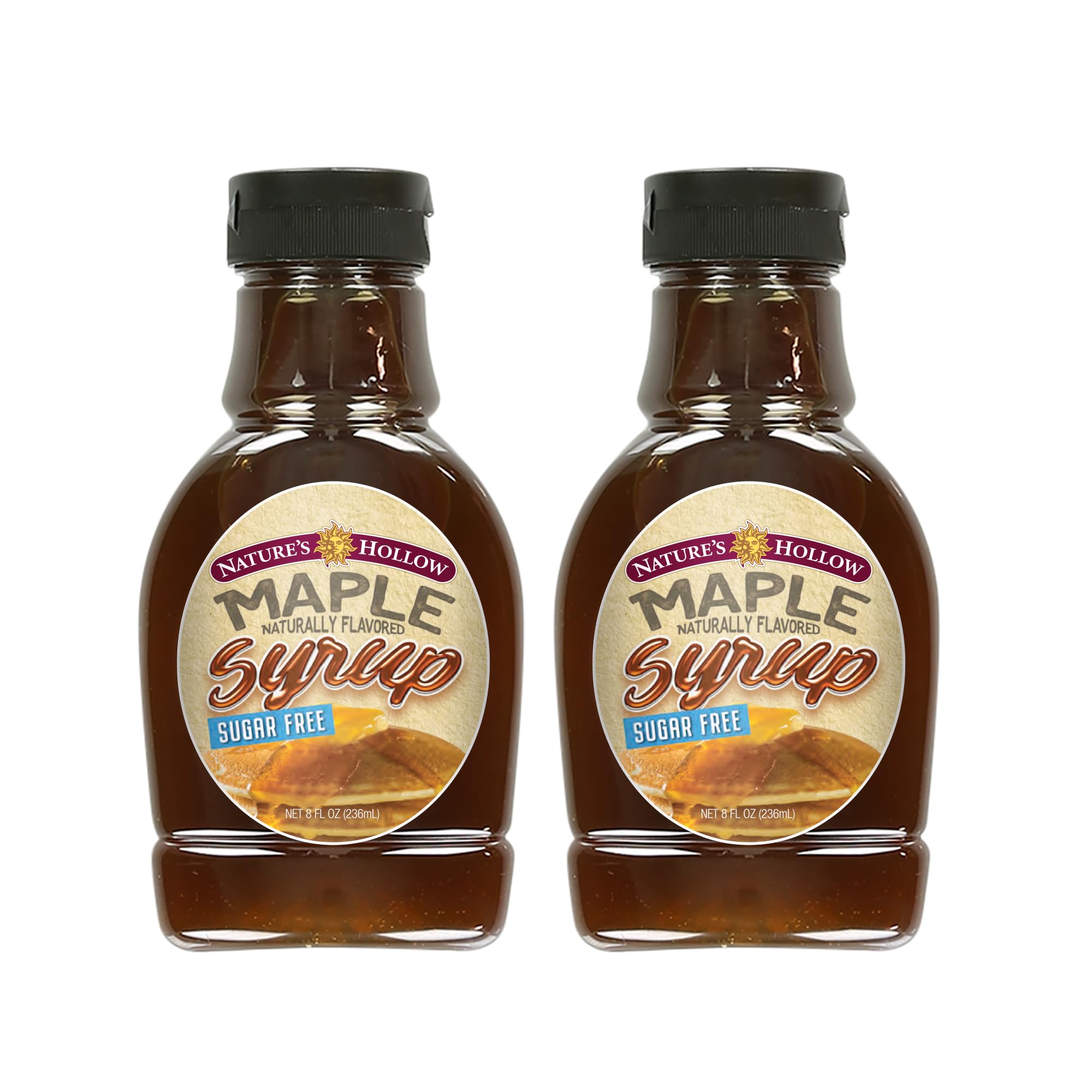 Nature's Hollow Sugar Free Syrup: Gluten Free and Keto Pancake Syrup - 25 Cals Per Serving Healthy Breakfast for Diabetics and Low-Carb Lovers - 8oz - 2 Pack Sugar Free Maple Syrup