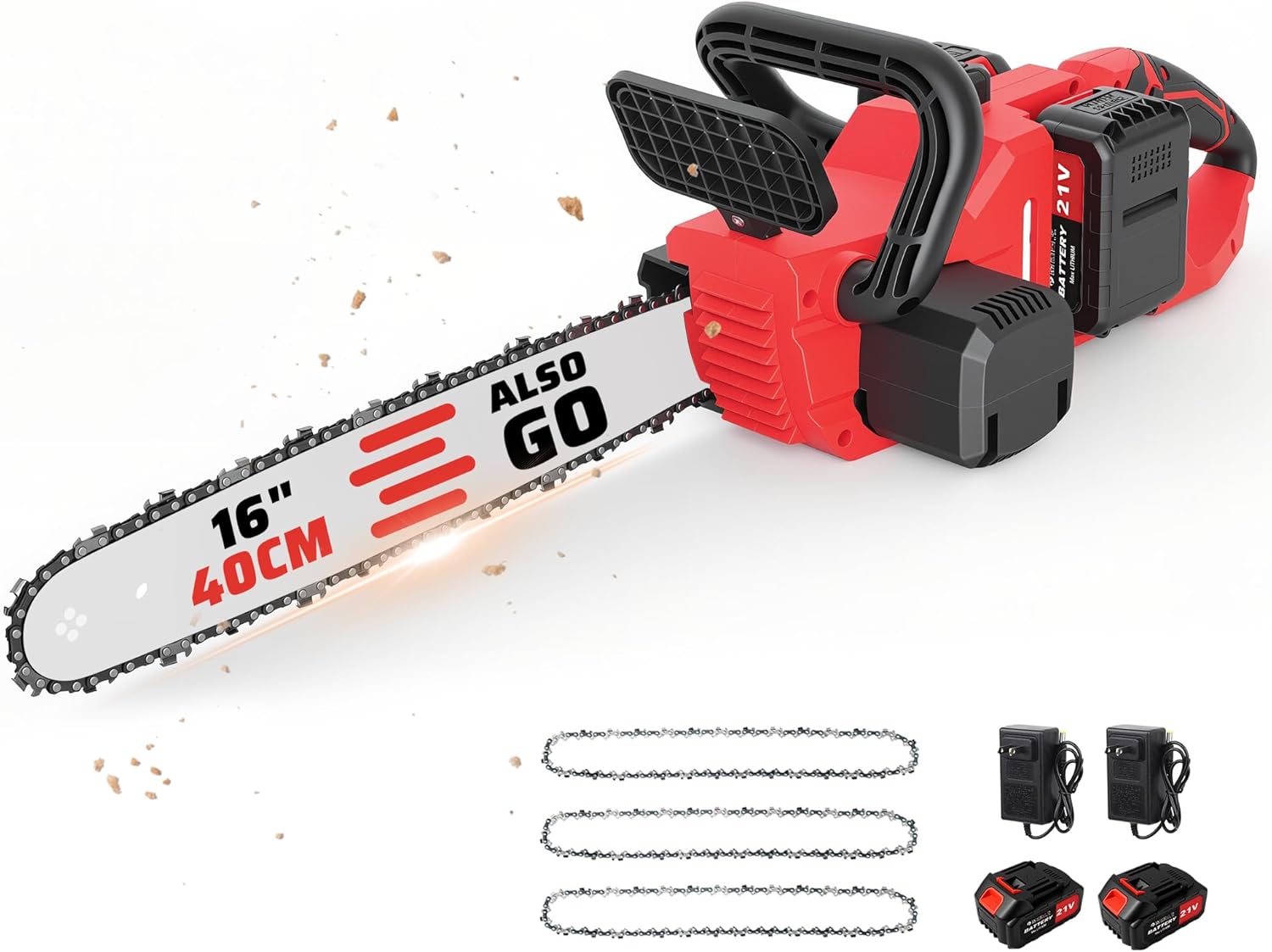 16" Cordless Chainsaw 42V Brushless Electric Chainsaw, 2 x 3.0Ah Batteries Powered Handheld Chain Saw, Tool-Free Tension & Auto Oiling for Tree Pruning, Wood Cutting, Yard & Garden Outdoor Work