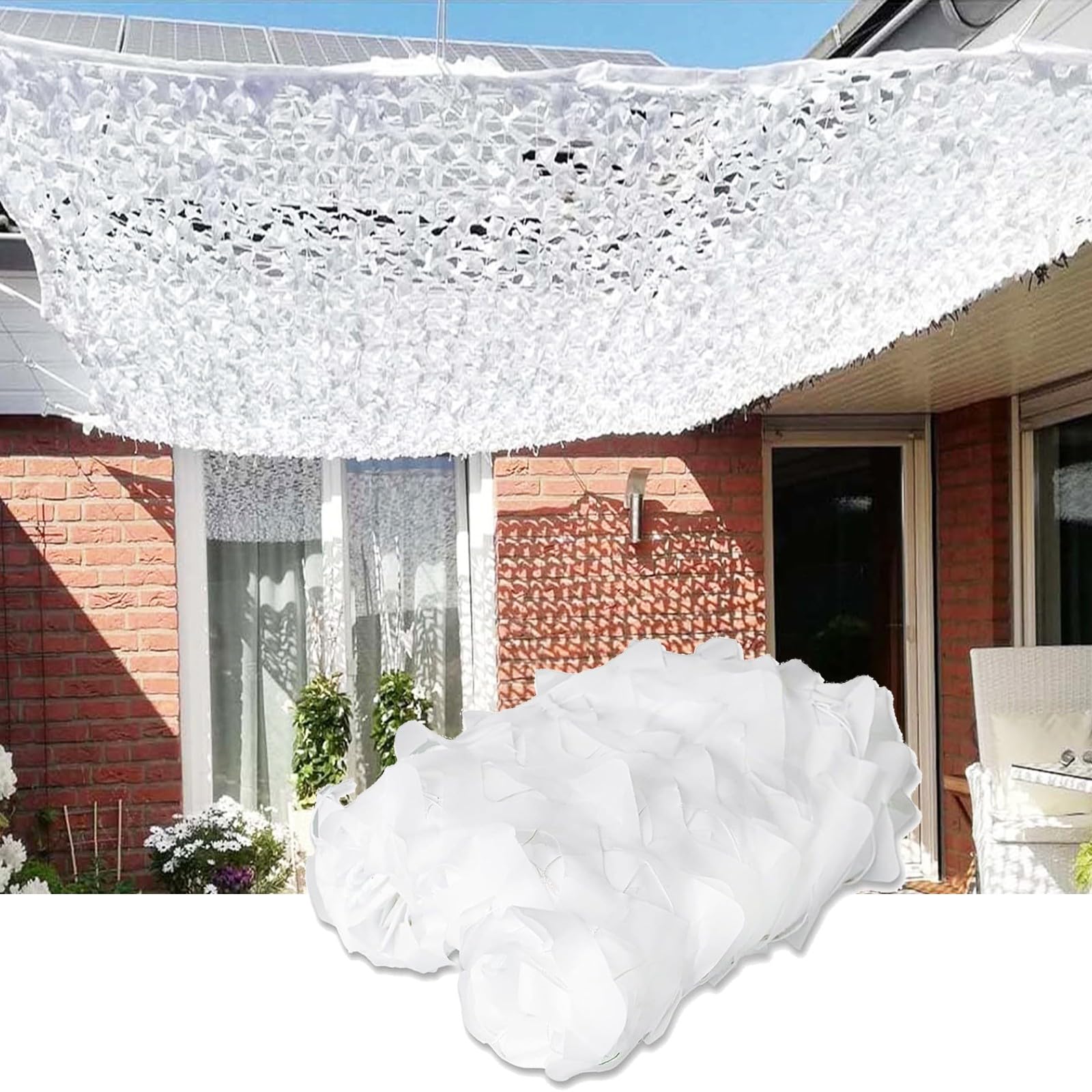 Cubierta de camuflaje blanca mejorada de 10 x 10 m / 32.8x32.8ft, resistente a los rayos UV, para disparos al aire libre, caza, camping, refugio resistente a la intemperie, pantalla de privacidad