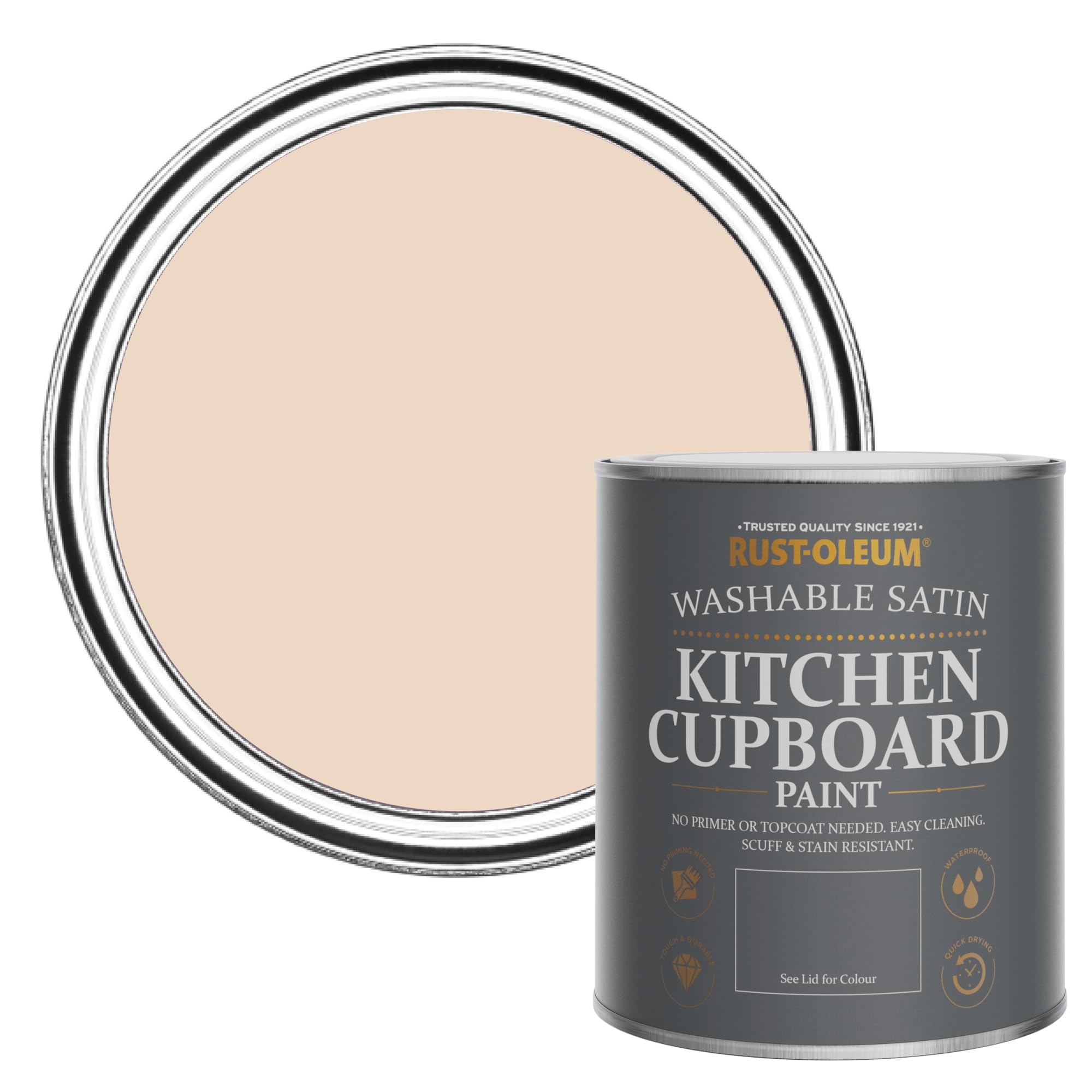 Rust-Oleum Scrubbable Kitchen Wood, Cupboard and Cabinet Paint in Satin Finish - Eleanor 750ml