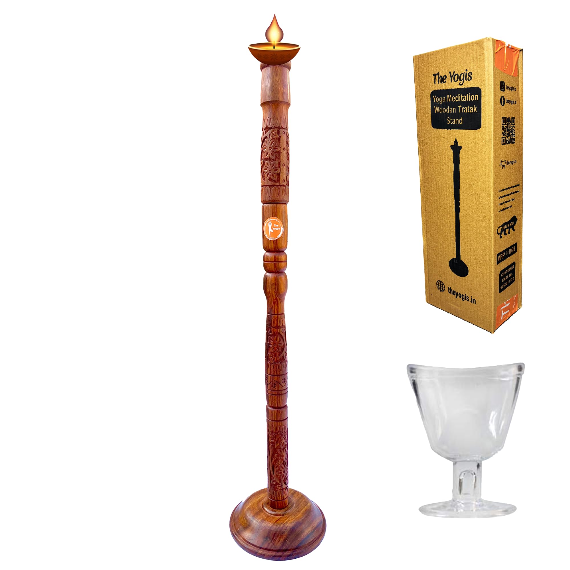 The Yogis Wooden Yoga Trataka Candle Stand for Opening Third Eye Meditation with 1 Eye Wash Cup (B0C397D888) Amazon Price History, Amazon Price Tracker