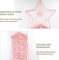 Vista 4 de Decoración de atrapasueños de luna y estrella, 2 piezas boho para el hogar, luna y estrella, macramé para colgar en la pared, decoración bohemia