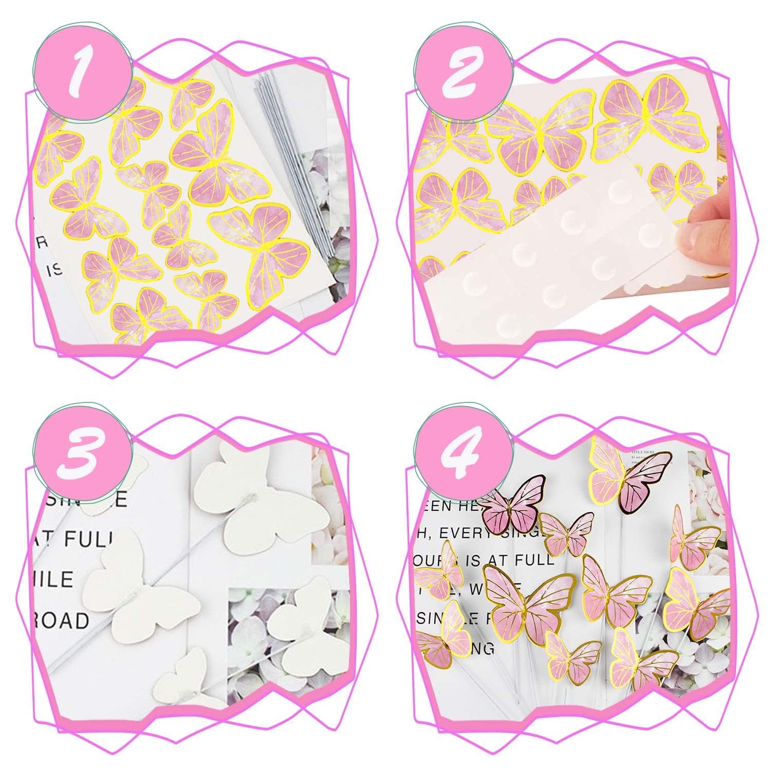 30st 3D Vlinder Cake Topper Decoraties - Gemengde Grootte Cupcake Toppers voor Verjaardag, Bruiloft, Taart, Muur en Partij Voedsel Decoraties (Roze 30st 3D Vlinder Cake Topper Decoraties - Gemengde Grootte Cupcake Toppers voor Verjaardag, Bruiloft, Taart, Muur en Partij Voedsel Decoraties (Roze