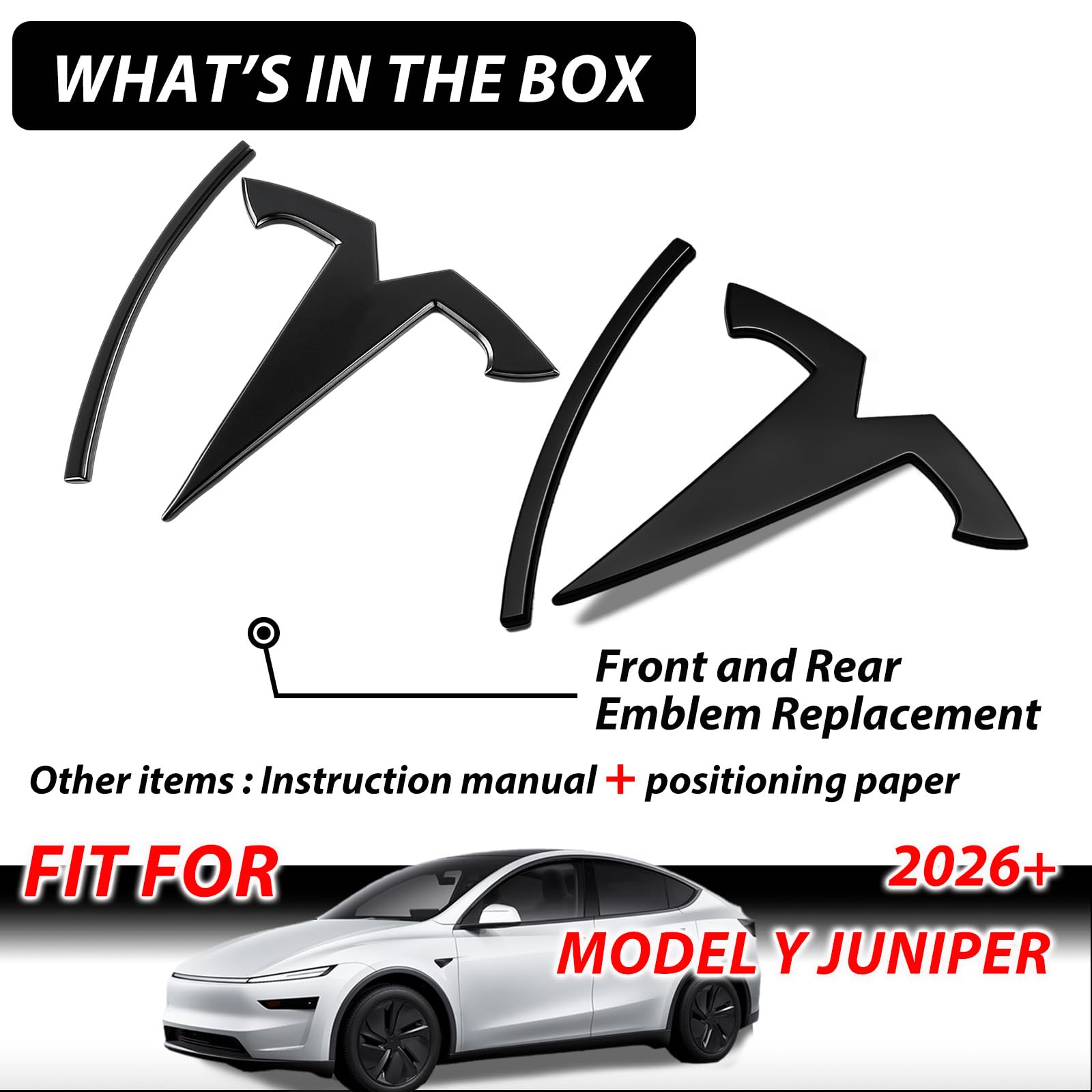 Tesla Model Y 2025＋　リアエンブレムトリム Amazon | 金属エンブレム 交換用 Tesla Model Y Juniper 2026+ ロゴ