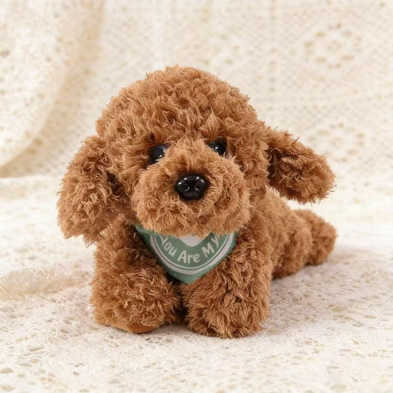 Dog Stuffed Animal, Golden Doodle Puppy Plush Toy with Realist Weighted Soft dog stuffed gift for kids，11 inches (Brown Color)