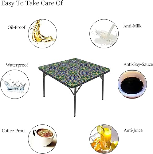 Miniatura 6 de Arabian Decor - Mantel cuadrado para mesa, diseño de damasco oriental de damasco, lavable, a prueba de derrames, se adapta a mesas de 24 x 24