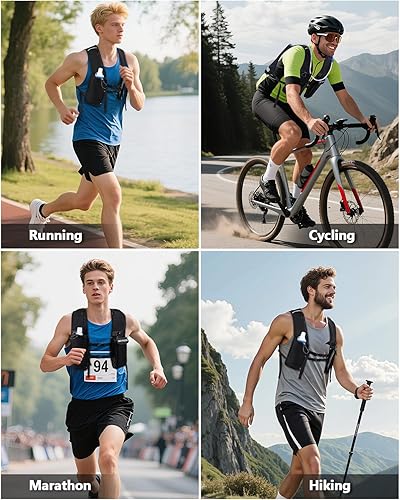 Miniatura 7 de Chaleco de hidratación para correr para mujeres y hombres, ligero, transpirable, con frasco suave de 16.9 fl oz, correas ajustables para el pecho