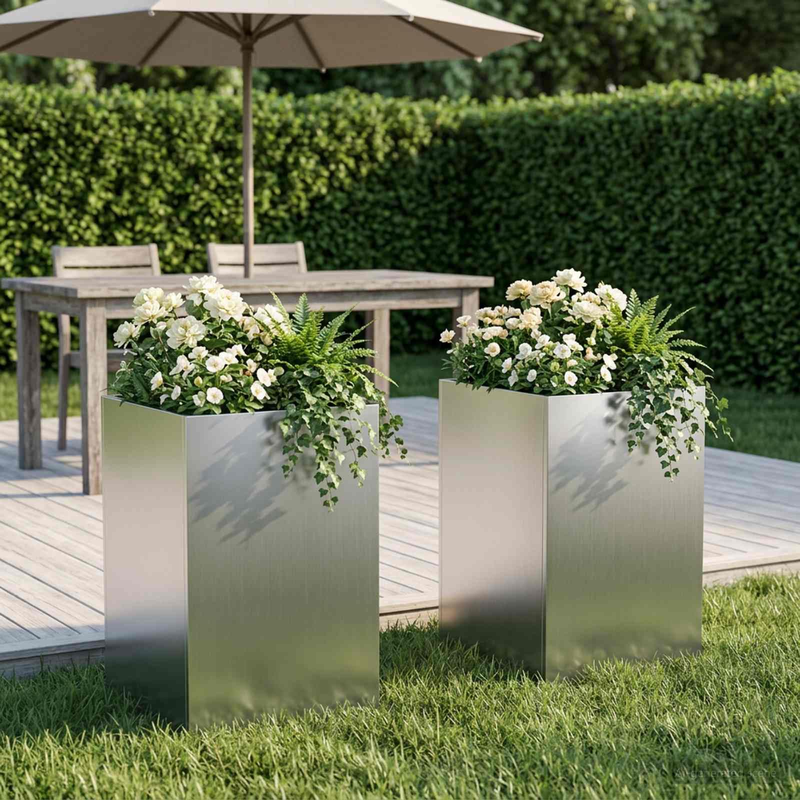 Genérico Macetero de Jardín 2 uds. Plateado 30 x 30 x 40 cm,Casa y jardín,Maceteros y jardineras,6.2 kg-8005341