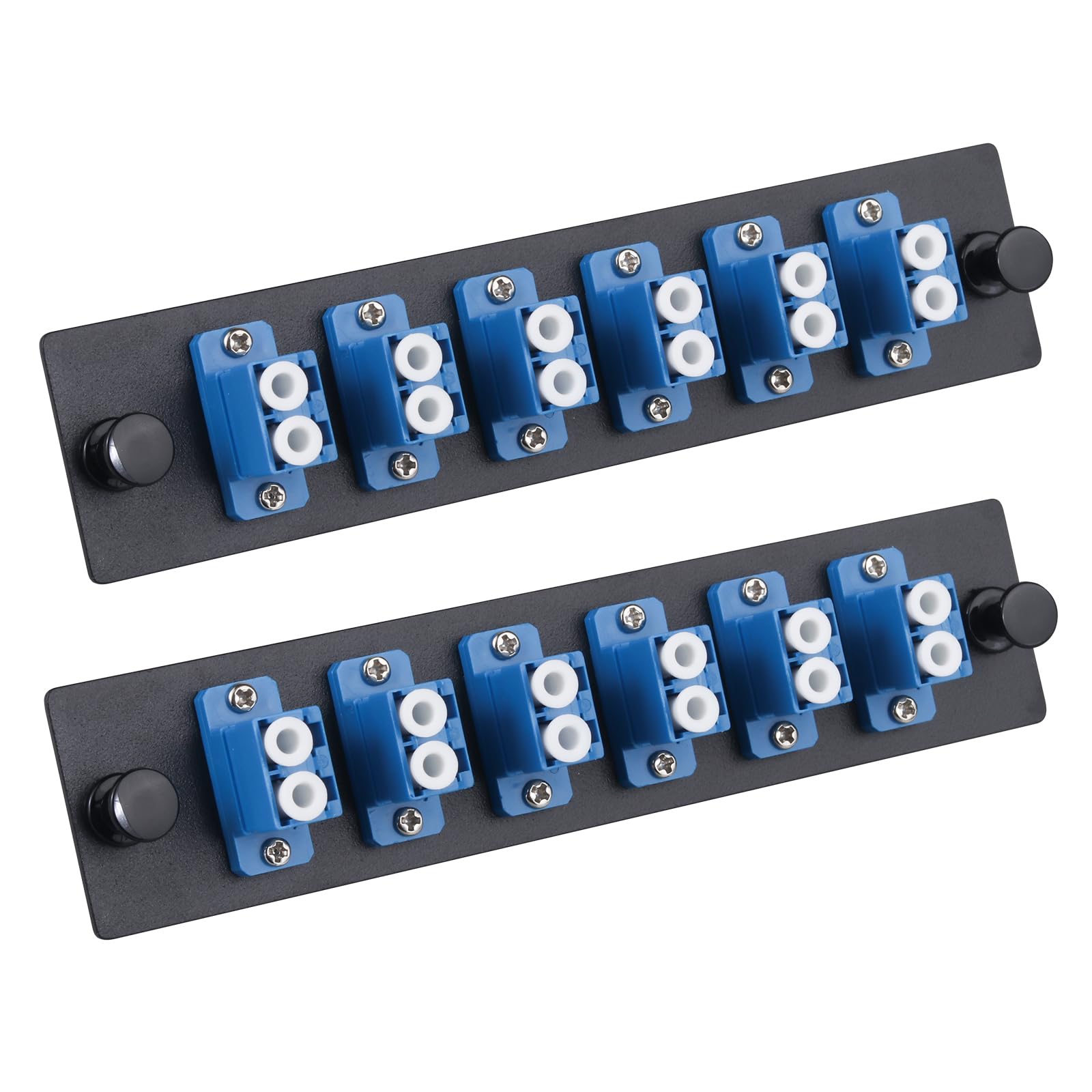 Lot de 2 panneaux de brassage en fibre duplex LC/UPC avec adaptateurs LC duplex monomode bleu, 12 ports fibre