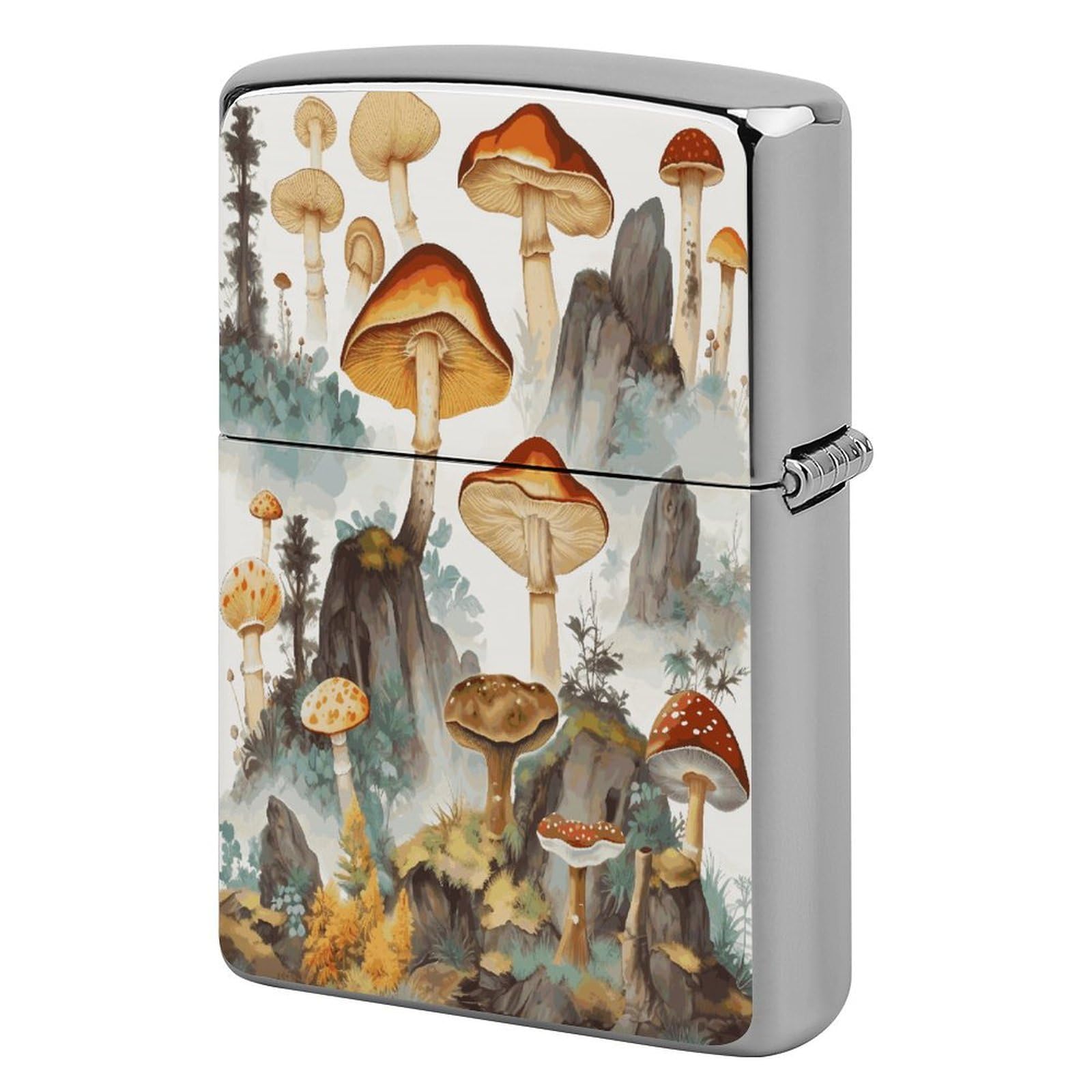 Fekiloot Style Japanese Painting Mushroom Lighter Case Cover Metal Lighter Case