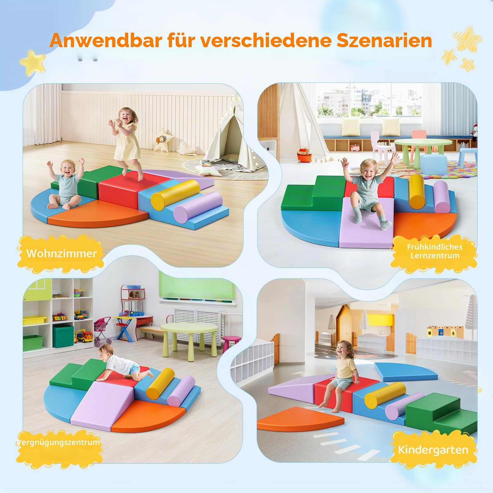 8p-weiße Kletterblöcke für Babys, Baby-Kletterblöcke, kratzfester PU-Bezug, leicht zu reinigen, versteckter Reißverschluss, hochelastischer Schaumstoff, weiches Spielset für Kinder