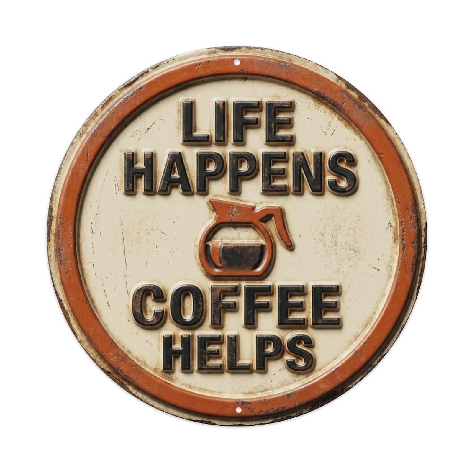 Coffee Helps Espresso Barista Vintage Roaster Badge Classic Metal Tin Sign Plaque Wall Decor for Cafe, Man Cave, Club Bar, Office, Home Garden Round Metal Poster 8x8Inch