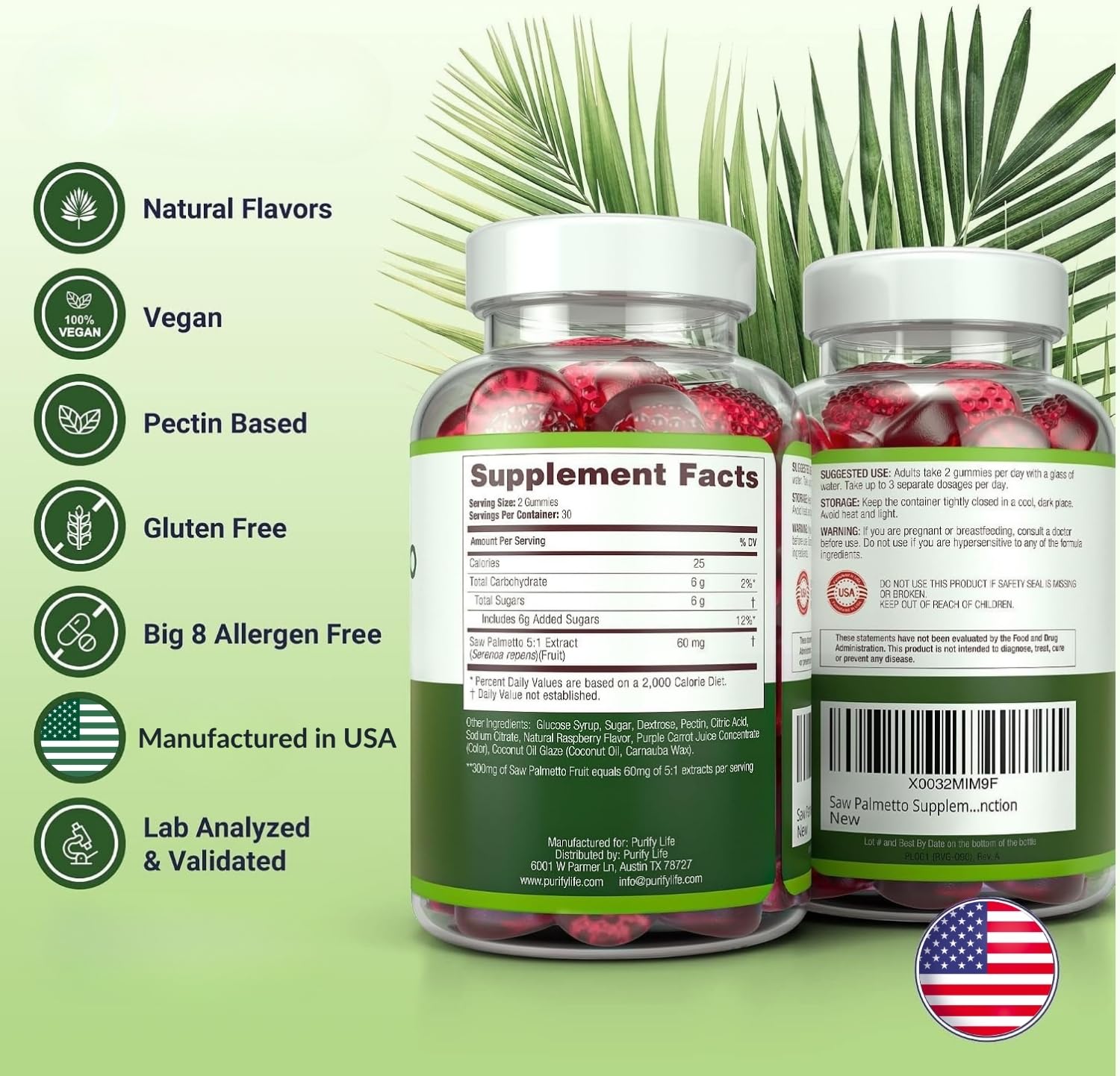 Saw Palmetto Gummies for Men & Women to Support Healthy Hair Growth, 60ct — Amazon image 3