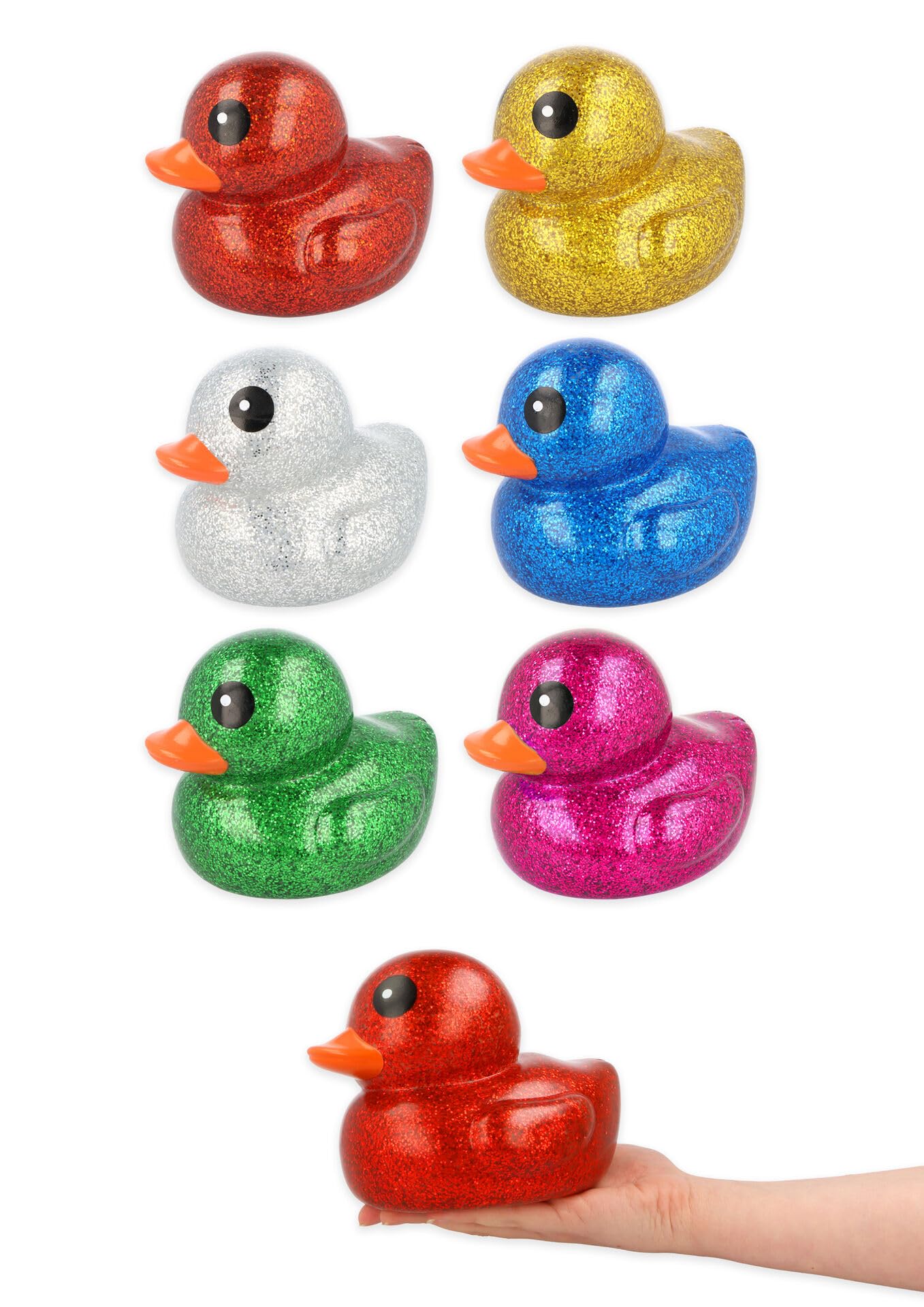 Henbrandt 1 x Giant Glitter Duck Toy - 6 Assorted Colours Red Gold Silver Blue Green Pink Sparkle Decorative Collectible Play Display Gift