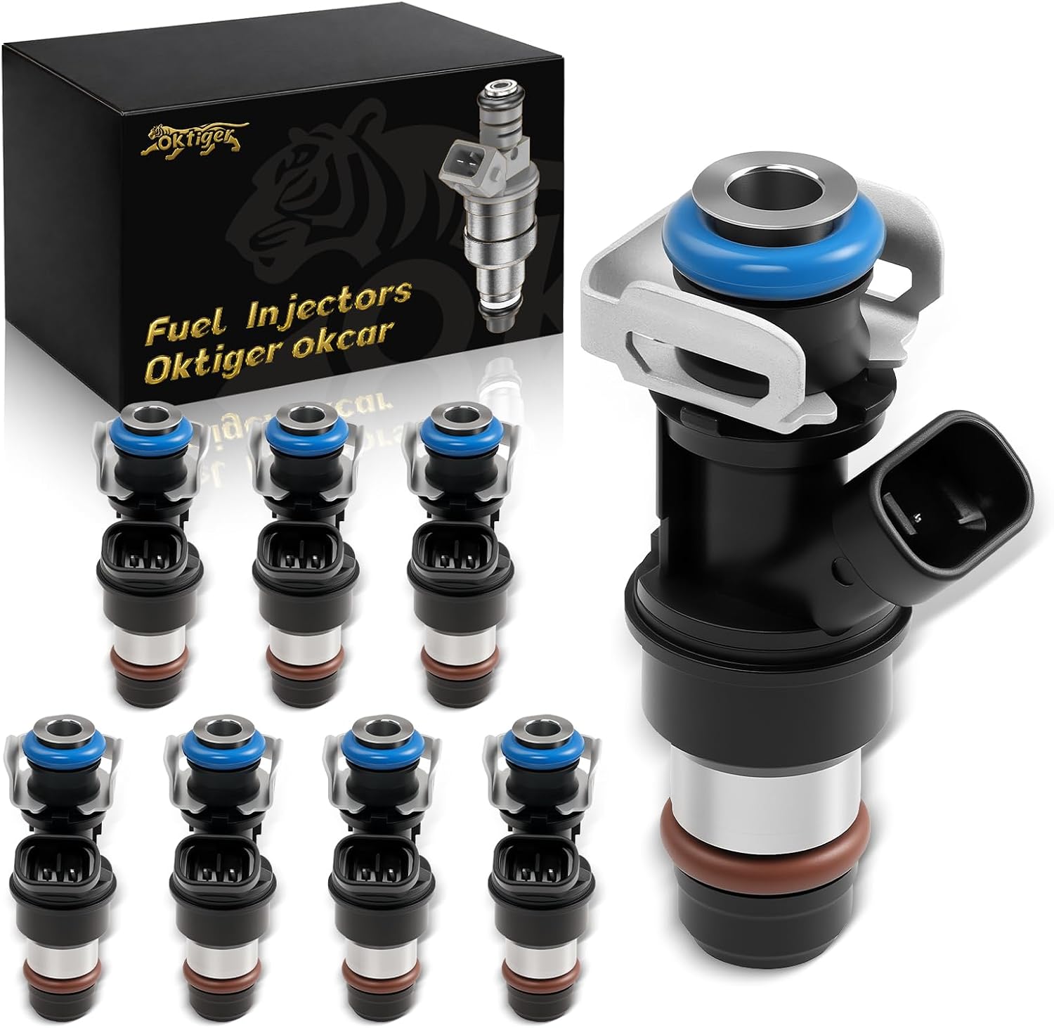 Oktiger Upgraded Fuel Injectors for Gmc Sierra 1500/2500/3500 2000-2007, Yukon 2000-2006, for Chevy Suburban 1500/2500 2000-2006, for Cadillac Escalade 2002-2006, 4.8L/5.3L/6.0L V8 OE#17113553(8Pcs)