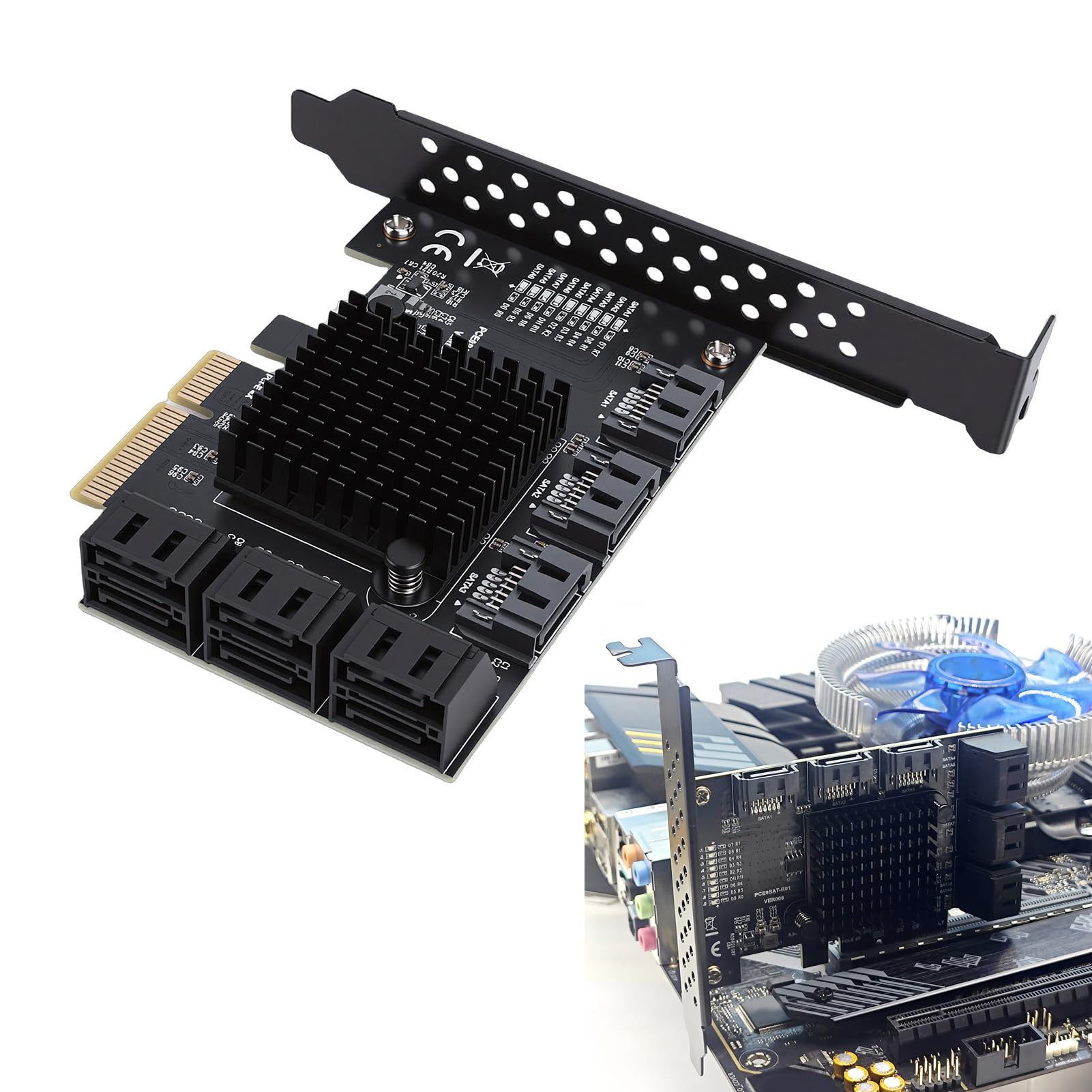 Scheda di Espansione PCIe a 9, Scheda con velocità di Trasferimento da 6 Gbps, di Supporto NCQ AHCI con compatibilità, Ideale per NAS, PC e Server