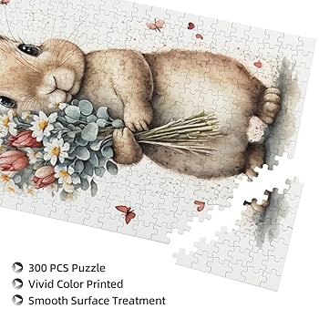 Amazon.co.jp: ジグソーパズル うさぎ 兎 ウサギ 花 可愛い 木製