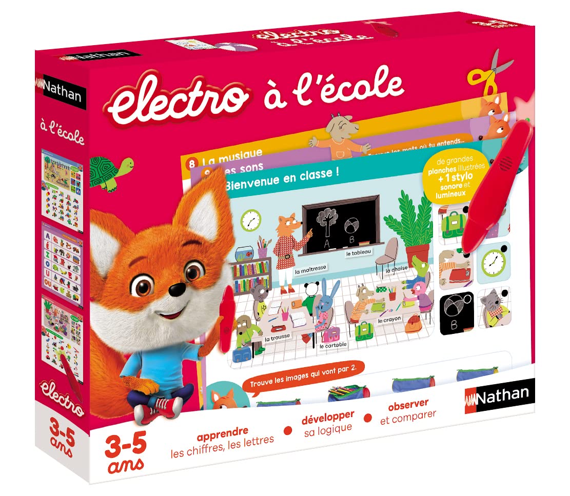 Nathan Electro School, 31624, Electronic Educational Game for 3-5 Years, Logic Development and Observation, Multi-Coloured