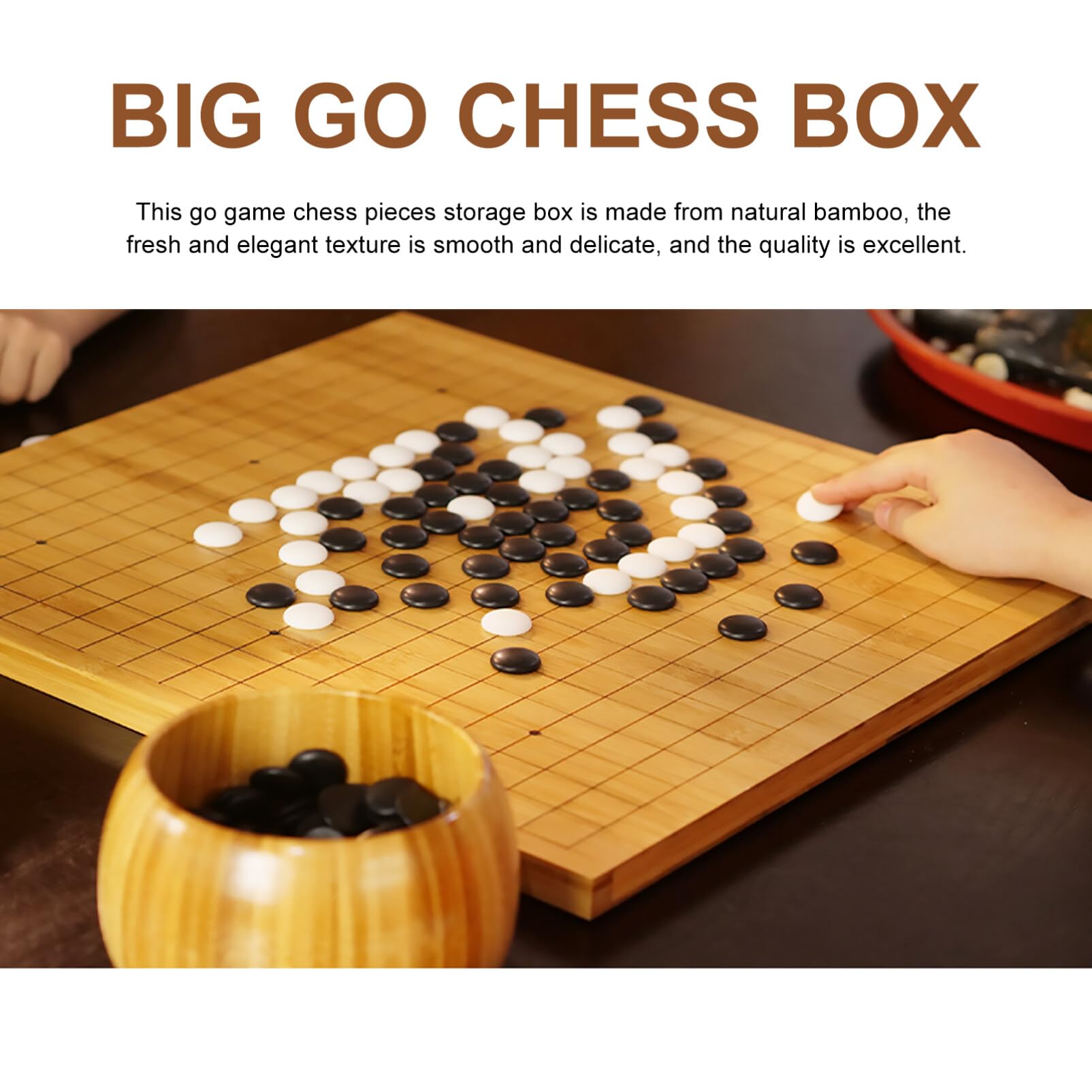 Totority 1 Paar Go-Glas Go-Spiel Go-Steinschale Go-Schachglas Holz Go-Schalen Go-Spielfiguren-Schale Schachfiguren-Aufbewahrungsschale Steine Schüsseln Go-Schachbehälter
