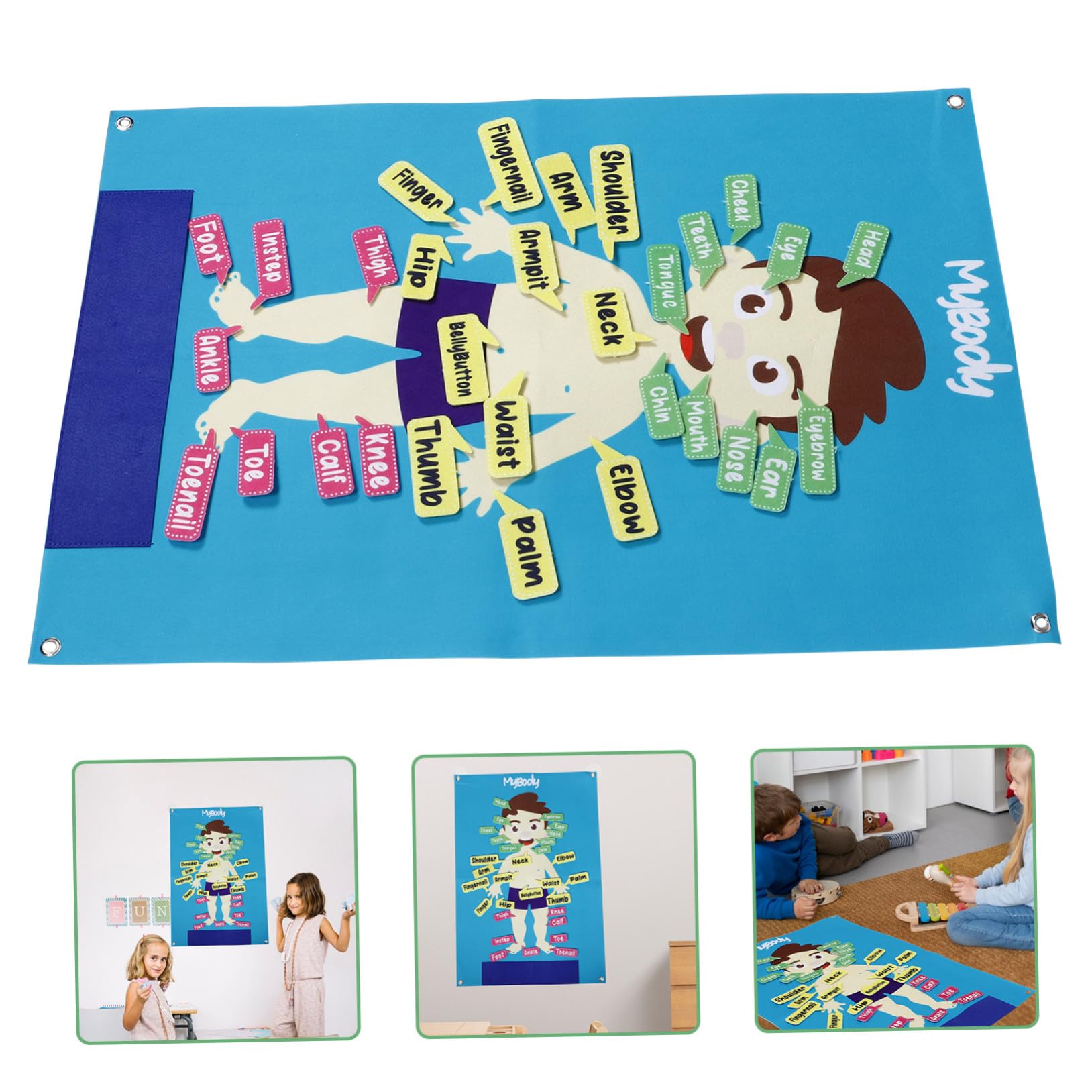 BESPORTBLE Tablero de Fieltro Forma de Cuerpo Humano para Niños en Edad Preescolar, 82X56 CM, Herramienta Interactiva de Aprendizaje Práctico para Actividades Grupales y Narración