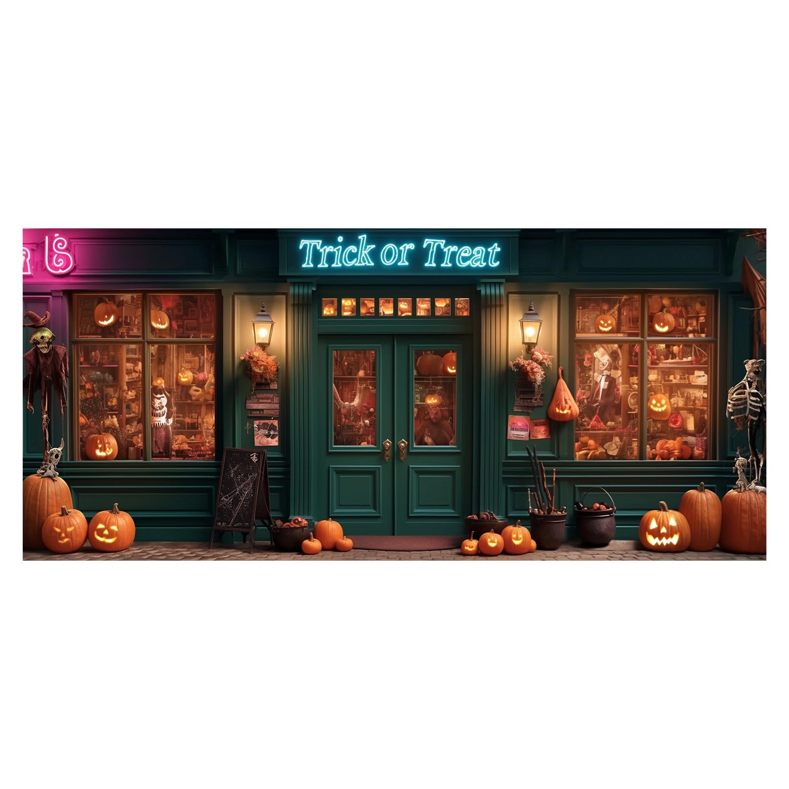 Bandera de Halloween para garaje, decoración al aire libre e interior, suministros de fiesta para colgar, diseño de murciélago de calabaza aterradora