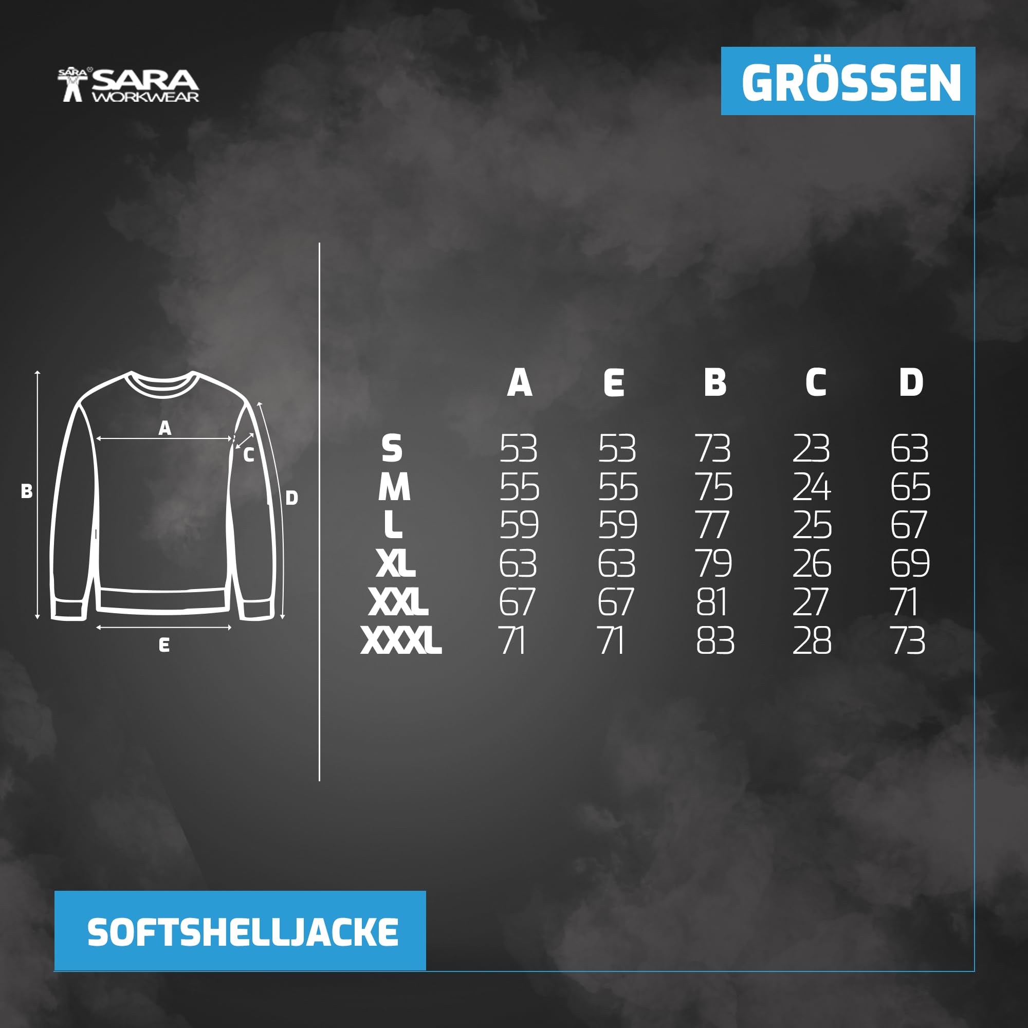 SARA WORKWEAR Arbeitsjacke Herren Softshell - Arbeits Softshelljacke Wasserdicht, Winddicht und Atmungsaktiv - Arbeitskleidung Herren aus Fluoreszierenden Materialien Gr.S-XXXL