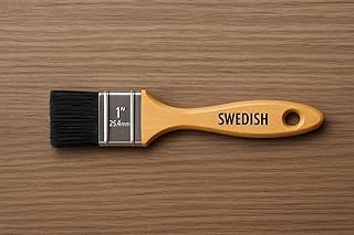 فرشة دهان السويدية مميزة شعر طبيعي يد خشب زان مقسات (1 بوصة)