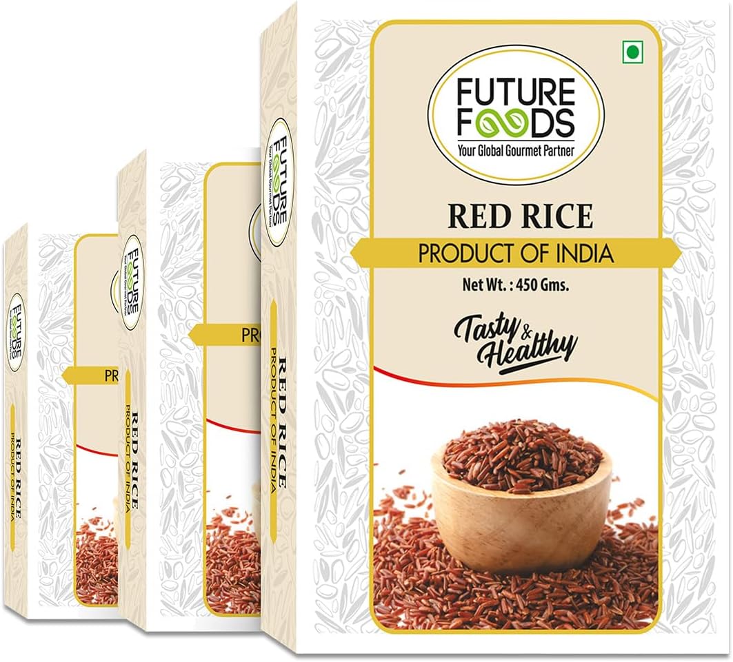 Future Foods Premium Red Rice 450g | Rich in Antioxidants | Multiple Health Benefits | Ideal for Diabetic Patients | Supports Digestion | Fiber Rich | Iron & Vitamin Rich (Pack of 3)