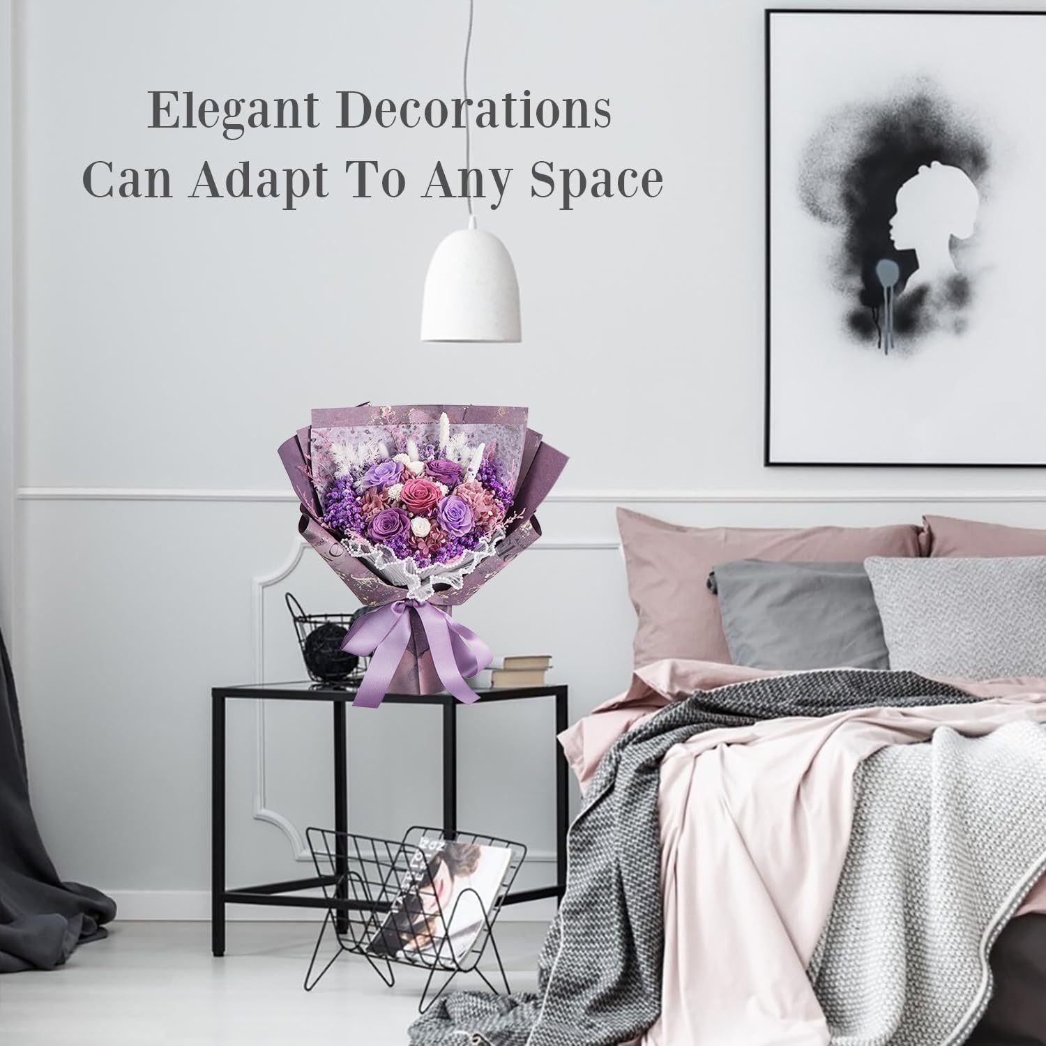 large Preserved flowers Bouquet with Real Roses,Long Lasting flower for delivery prime,Birthday for Women,Wedding,Mother’s Day,Valentine’s Day,Anniversary,Wife,Girlfriend,Christmas Gifts(Purple)