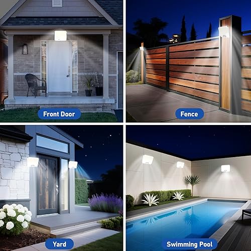 Miniatura 4 de Reflectores solares para exteriores, 226 luces LED con sensor de movimiento, iluminación solar del atardecer al amanecer con 3 modos, control