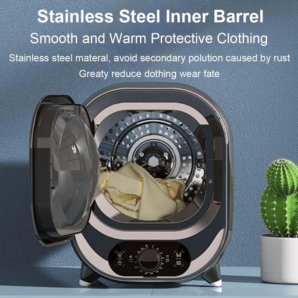 Asciugatrice portatile, cilindro interno in acciaio inox, capacità di carico 0,8 kg, piccola asciugatrice intelligente per appartamenti, dormitori, camper