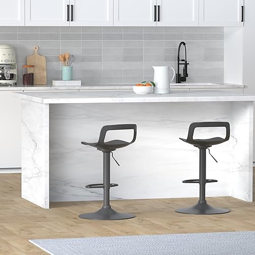 Miniatura 2 de NOBPEINT Taburete de bar giratorio ajustable con elevación de aire cromado contemporáneo, juego de 2, negro Negro -,Verde,Gris,Blanco