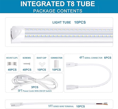 Miniatura 3 de Luz LED enlazable de 8 pies, 100 W, 12000 LM, tubo LED integrado T8, en forma de V, alto rendimiento, 6000 K, blanco más brillante, bombilla LED
