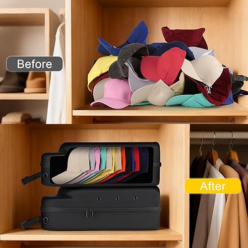 Miniatura 6 de Funda rígida para gorra de béisbol, funda de viaje con correa ajustable para el hombro, funda para 12 gorras de béisbol, perfecta para viajes y Negro