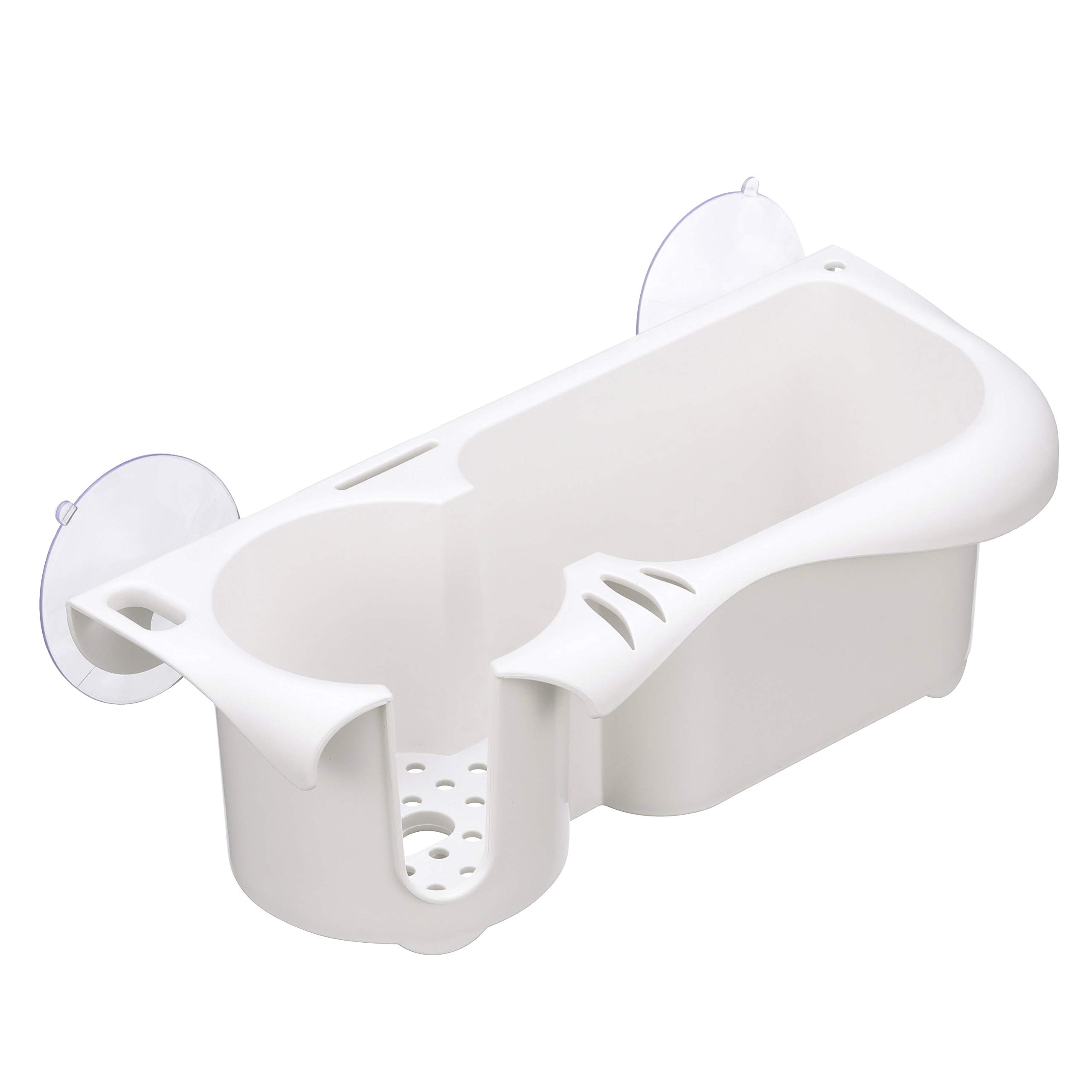 Attwood 11851-2 Cruiser Caddy, Holds Small Items and 1 Beverage Holder, Slots for 3 Lures, Handled Mug Space. White Plastic