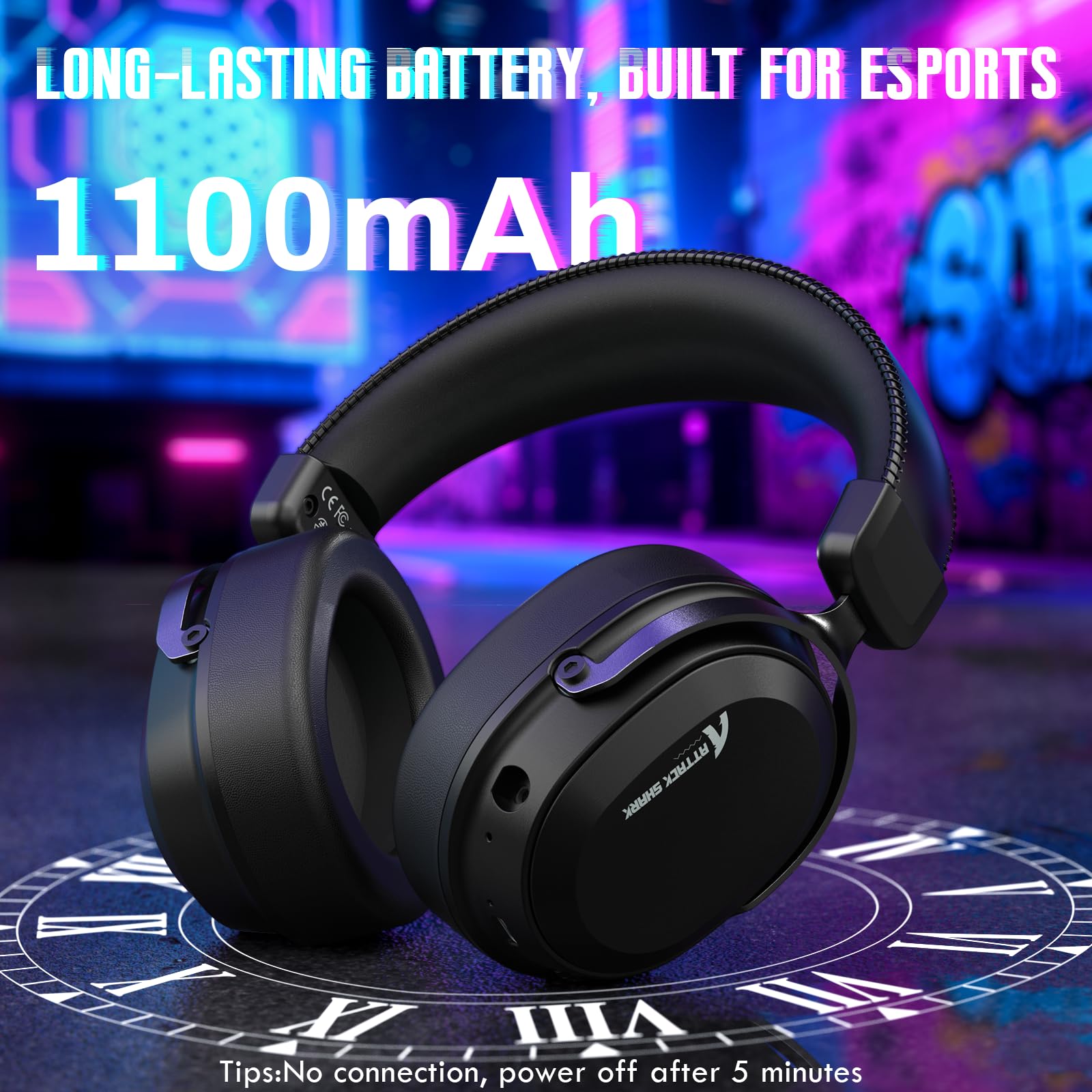 ATTACK SHARK L30PRO Kabelloses Gaming-Headset, 7.1 Surround Sound, EQ-Modi, 50-mm-Treiber, Tri-Modus, 1100-mAh-Akku, Over-Ear-Headset mit Abnehmbarem Noise-Cancelling-Mikrofon für PC - Schwarz