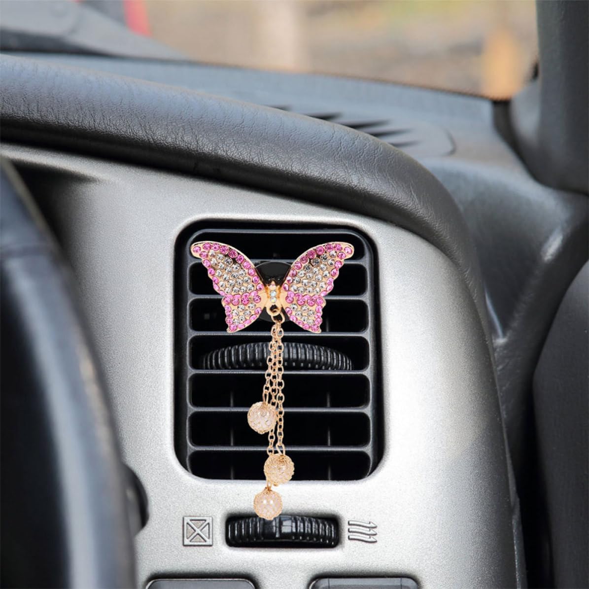 Gadpiparty 2pcs Butterfly Car Vent Clips Air Freshener Holders Made of Zinc Alloy with Rhinestones, Easy to Use Decorative Auto Vent Clips for Car Interior Accessories