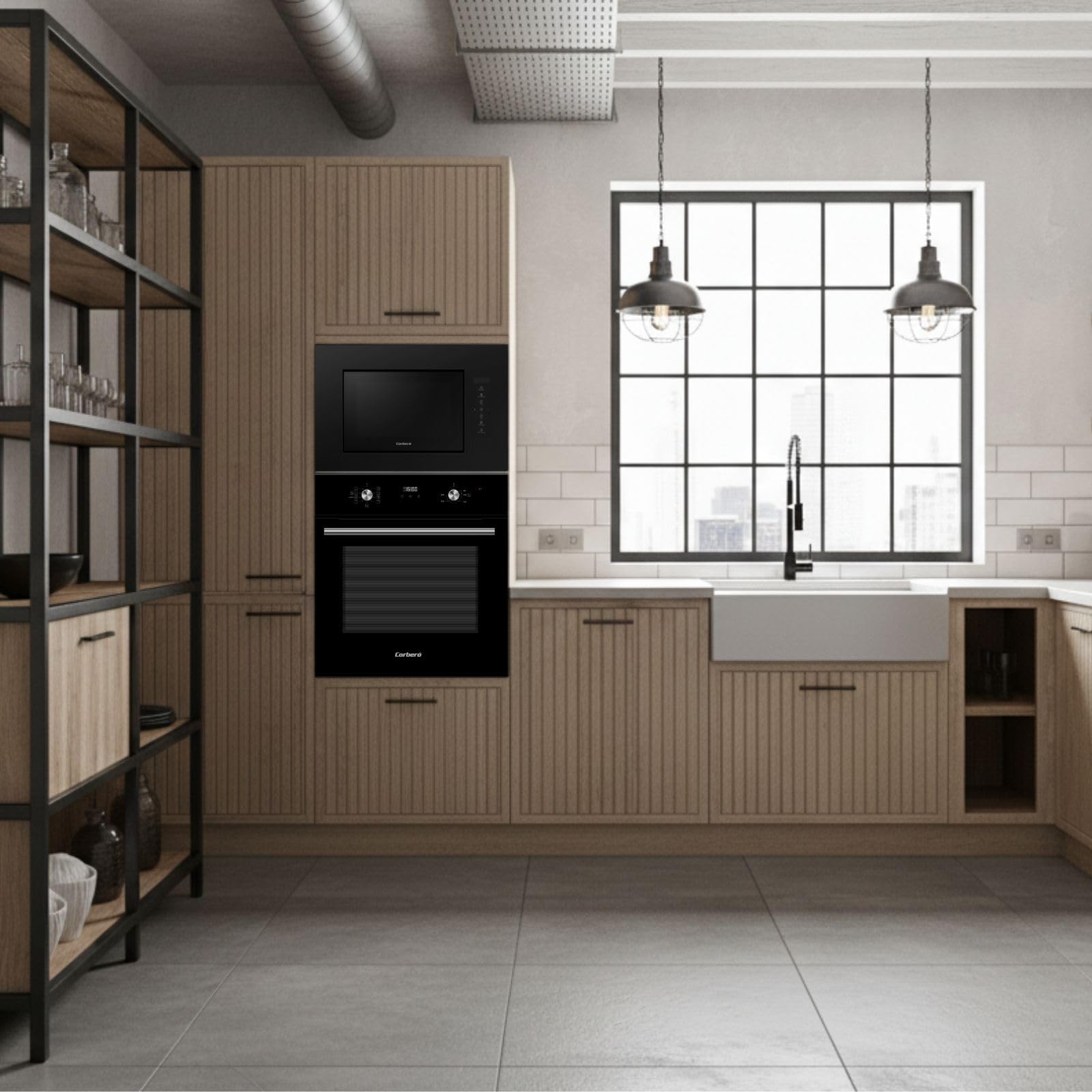 Corberó CMICG520GLNI Micro-ondes encastré Capacité 20 l Puissance 700 W 10 niveaux Menu automatique Décongélation Minuterie 95 min Contrôle tactile Noir
